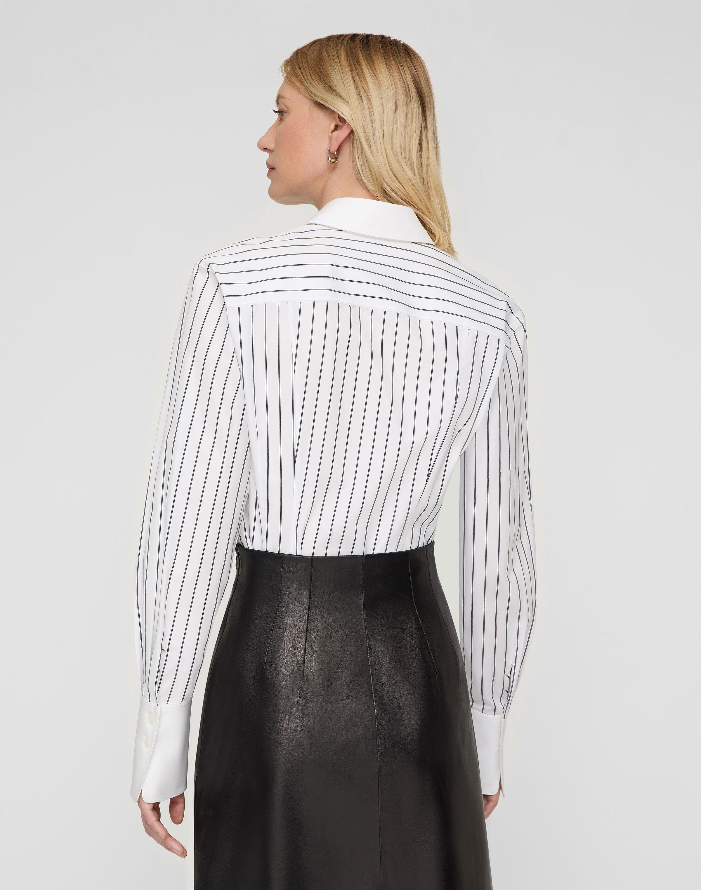 Petite Striped Cotton Poplin Fitted Shirt