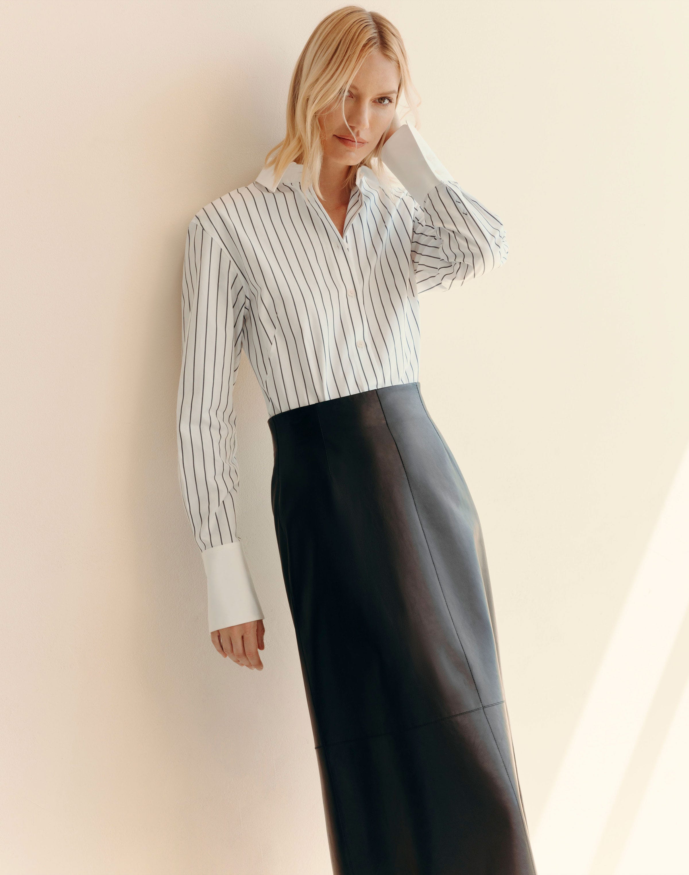 Petite Striped Cotton Poplin Fitted Shirt
