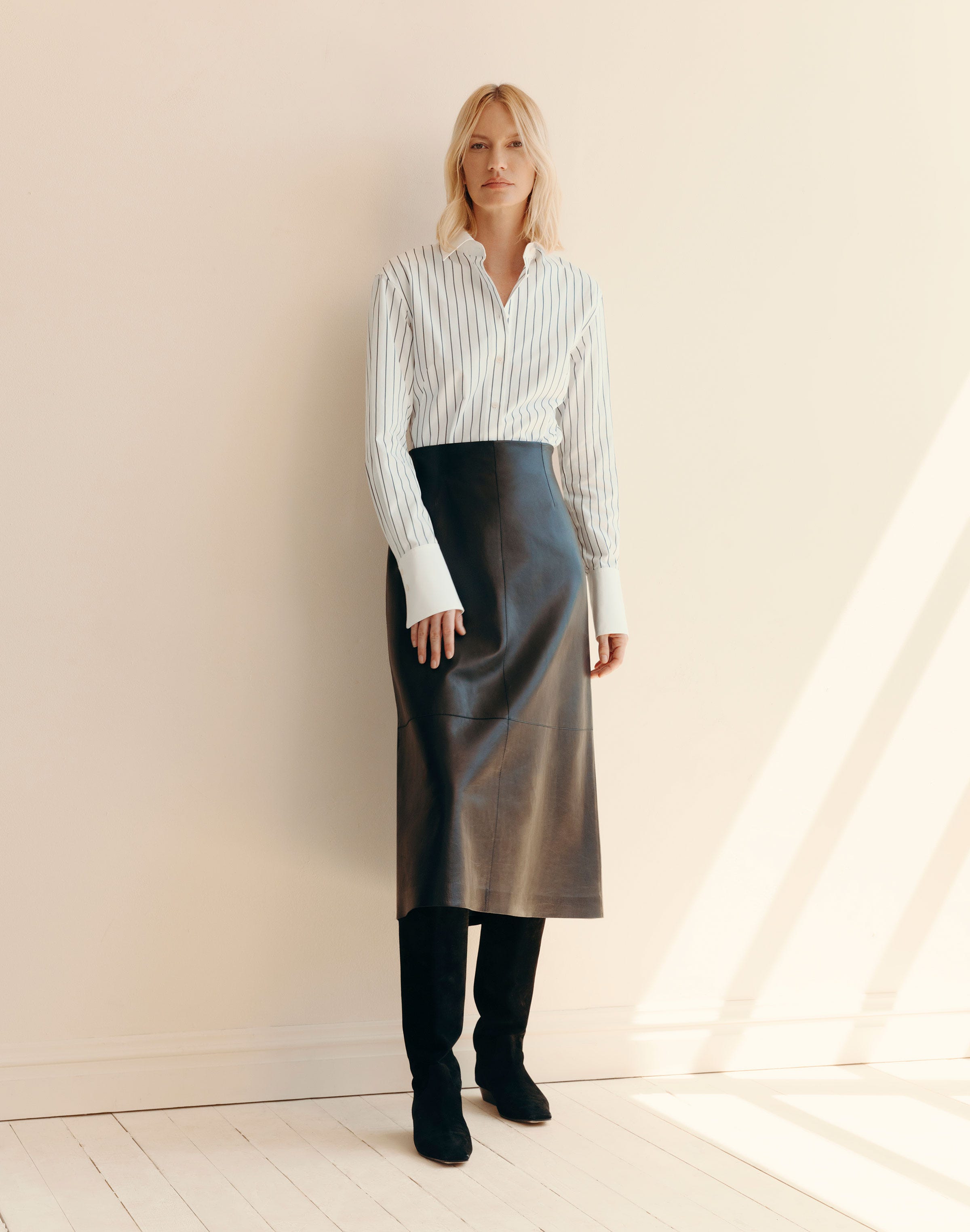 Petite Striped Cotton Poplin Fitted Shirt