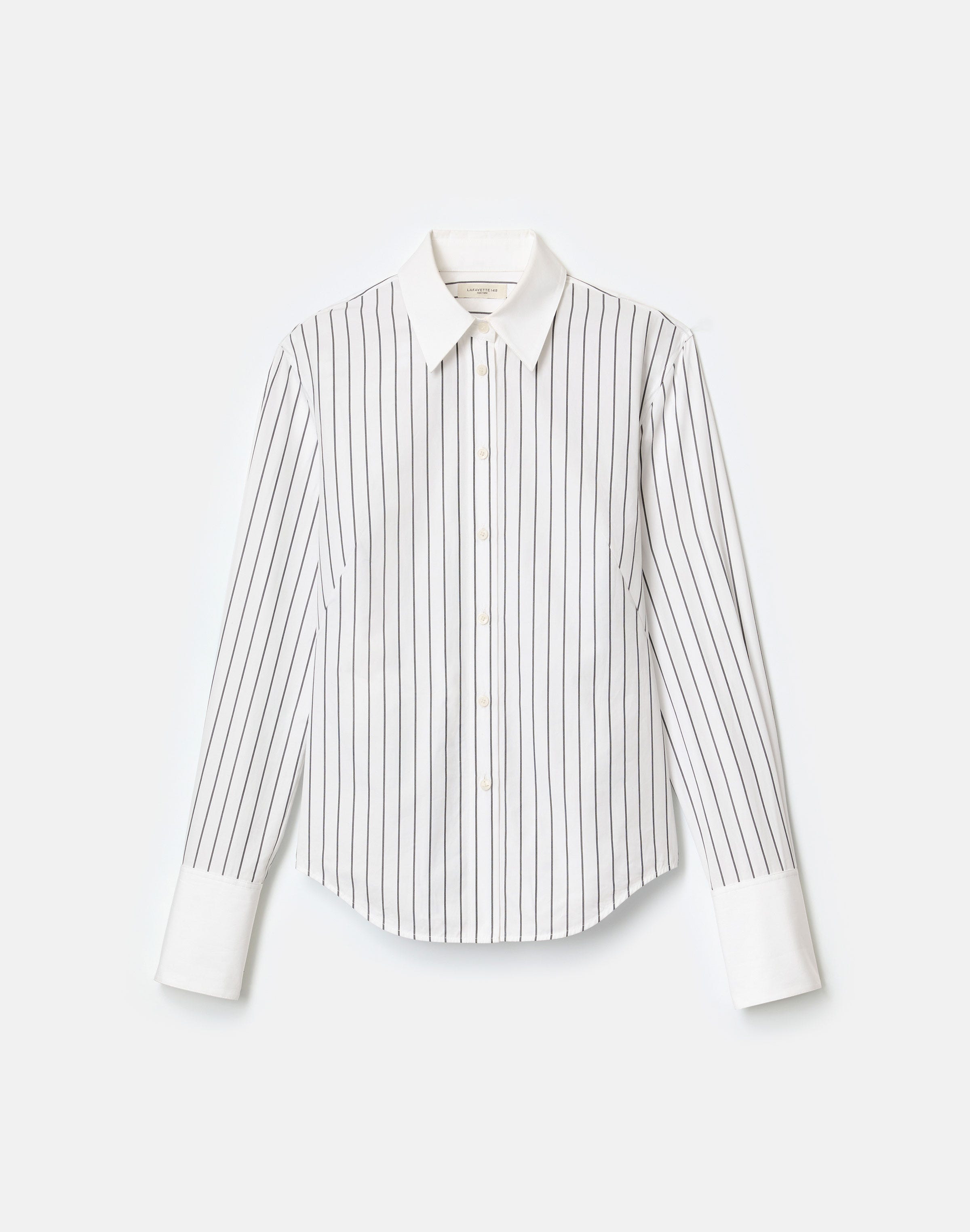 Petite Striped Cotton Poplin Fitted Shirt