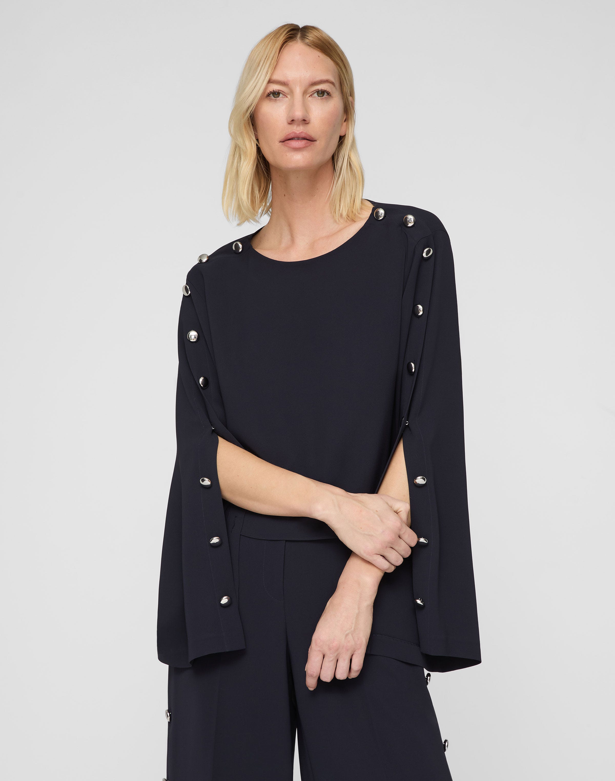 Responsible Finesse Crepe Button Sleeve Blouse