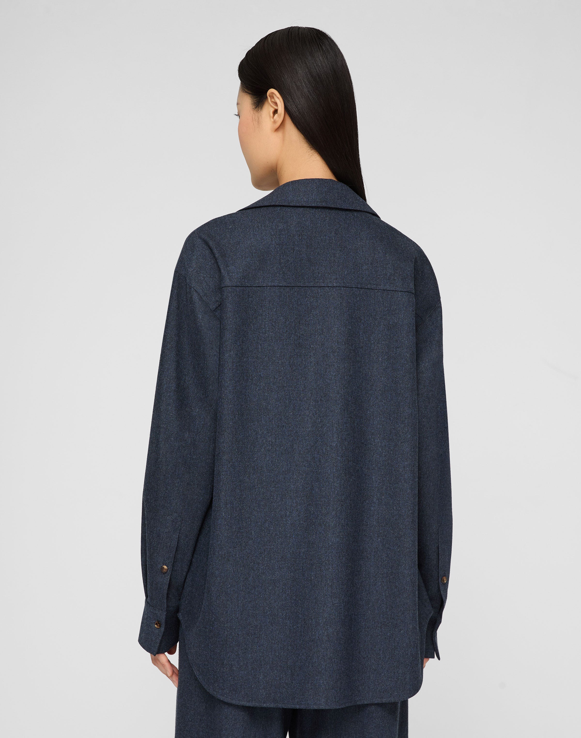 Wool-Cashmere Flannel Pocket Popover Shirt