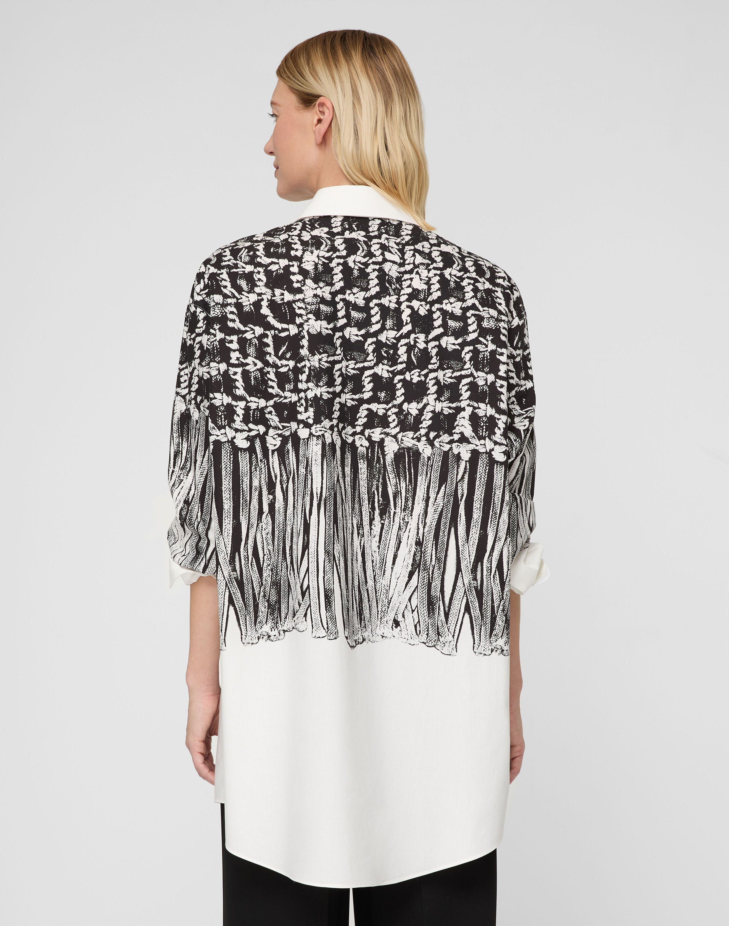 Trompe L'Oeil Print Cotton Oversized Shirt