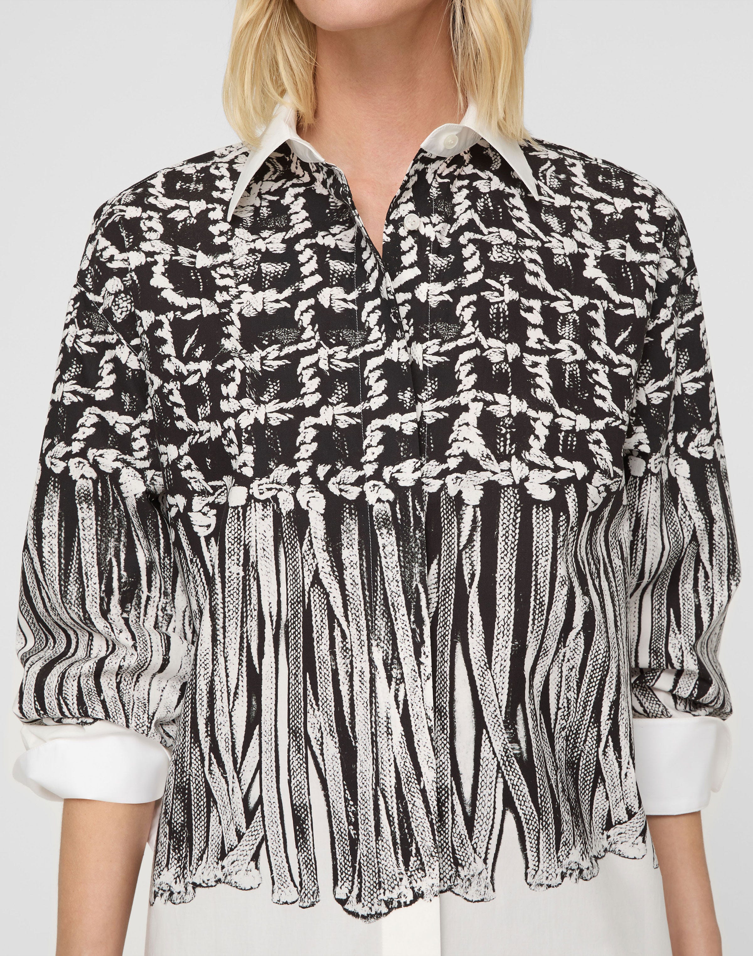 Trompe L'Oeil Print Cotton Oversized Shirt