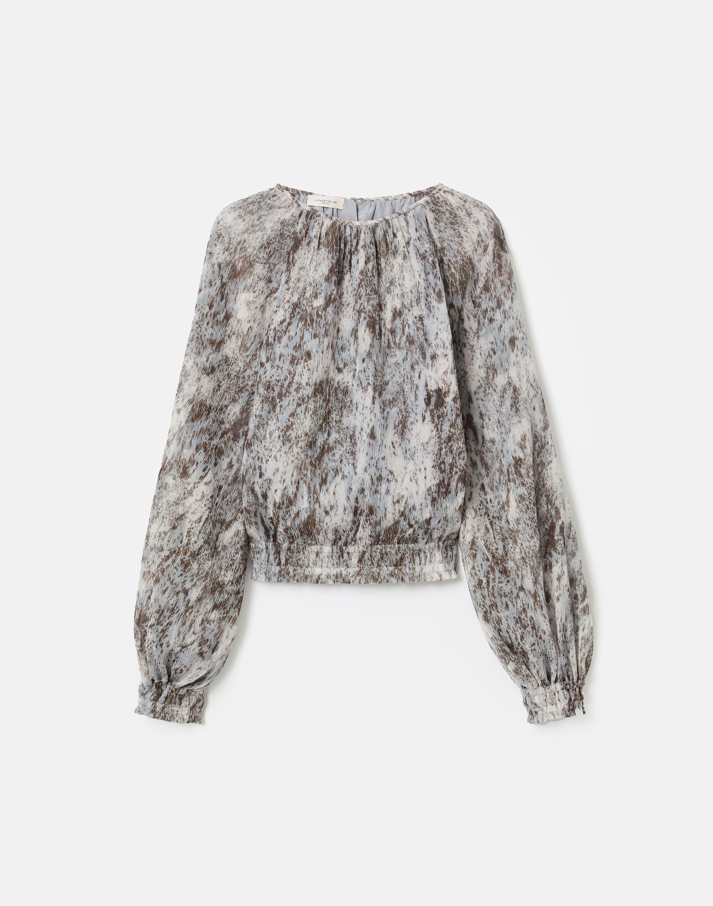Speckled Glaze Print Georgette Gathered Blouse