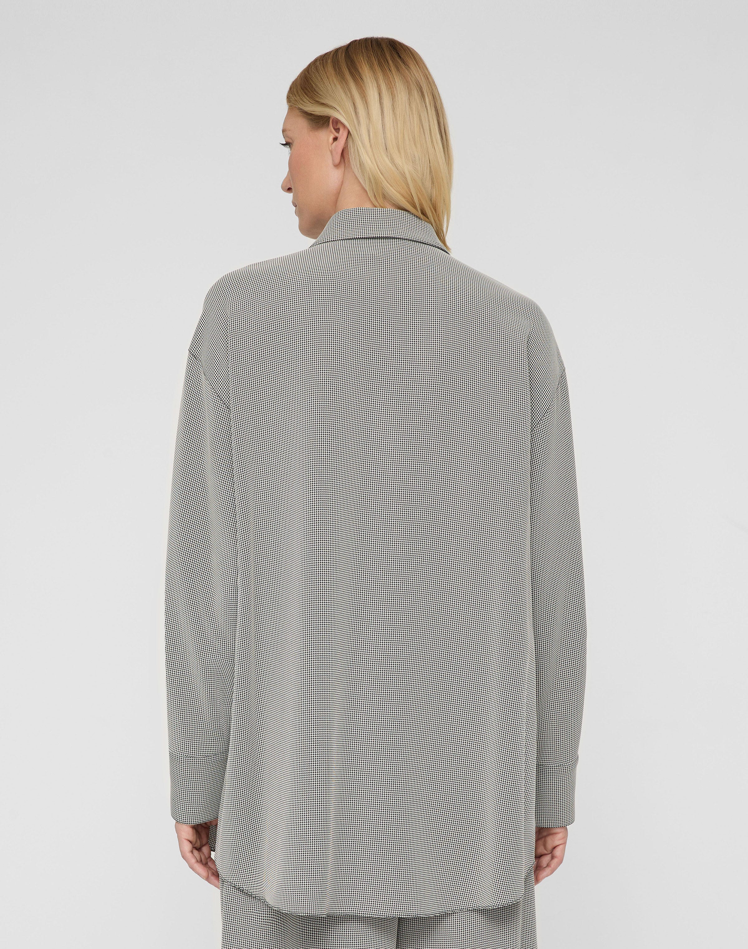 Fluid Houndstooth Jacquard Oversized Shirt