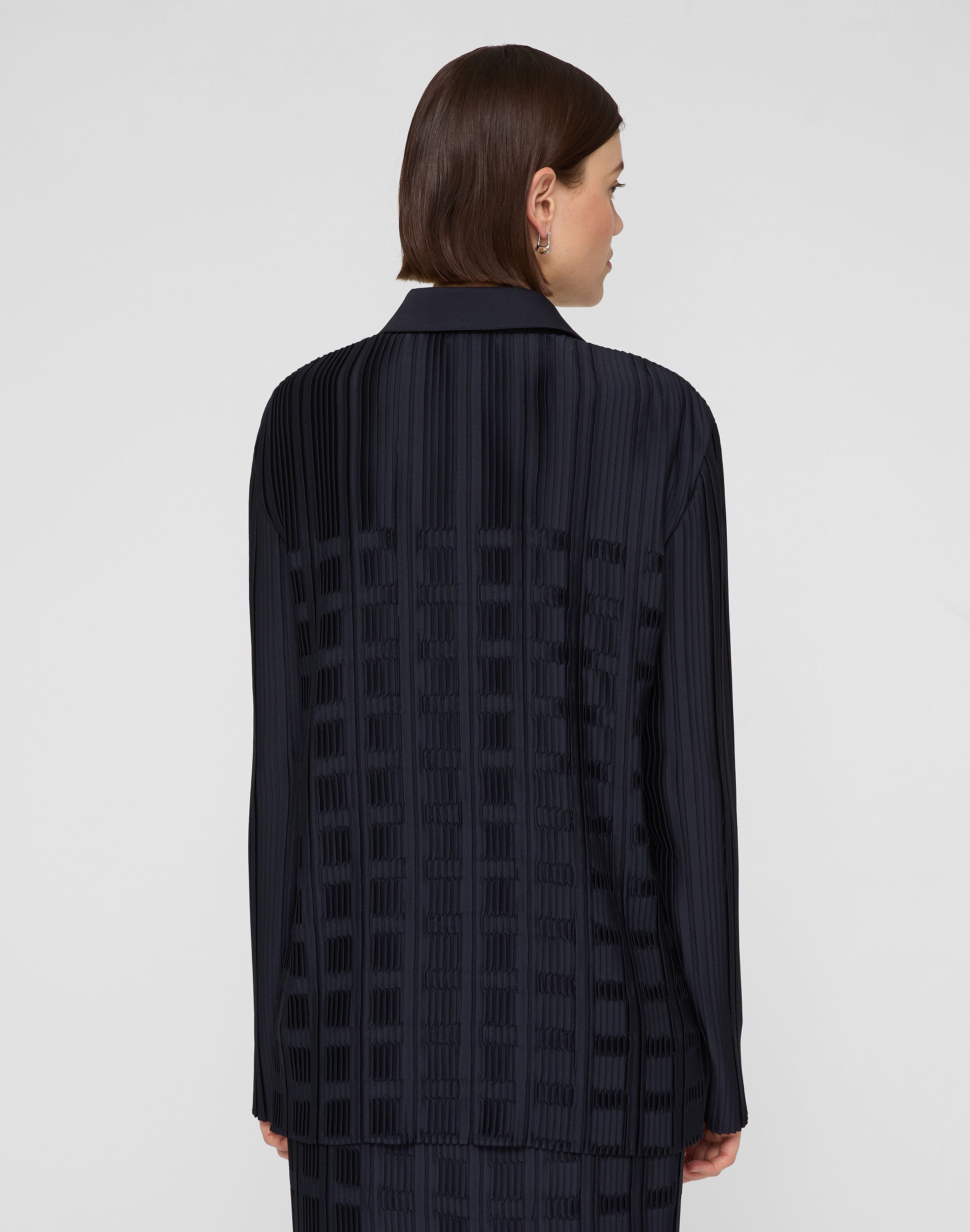 Recycled Satin Basketweave Plissé Blouse