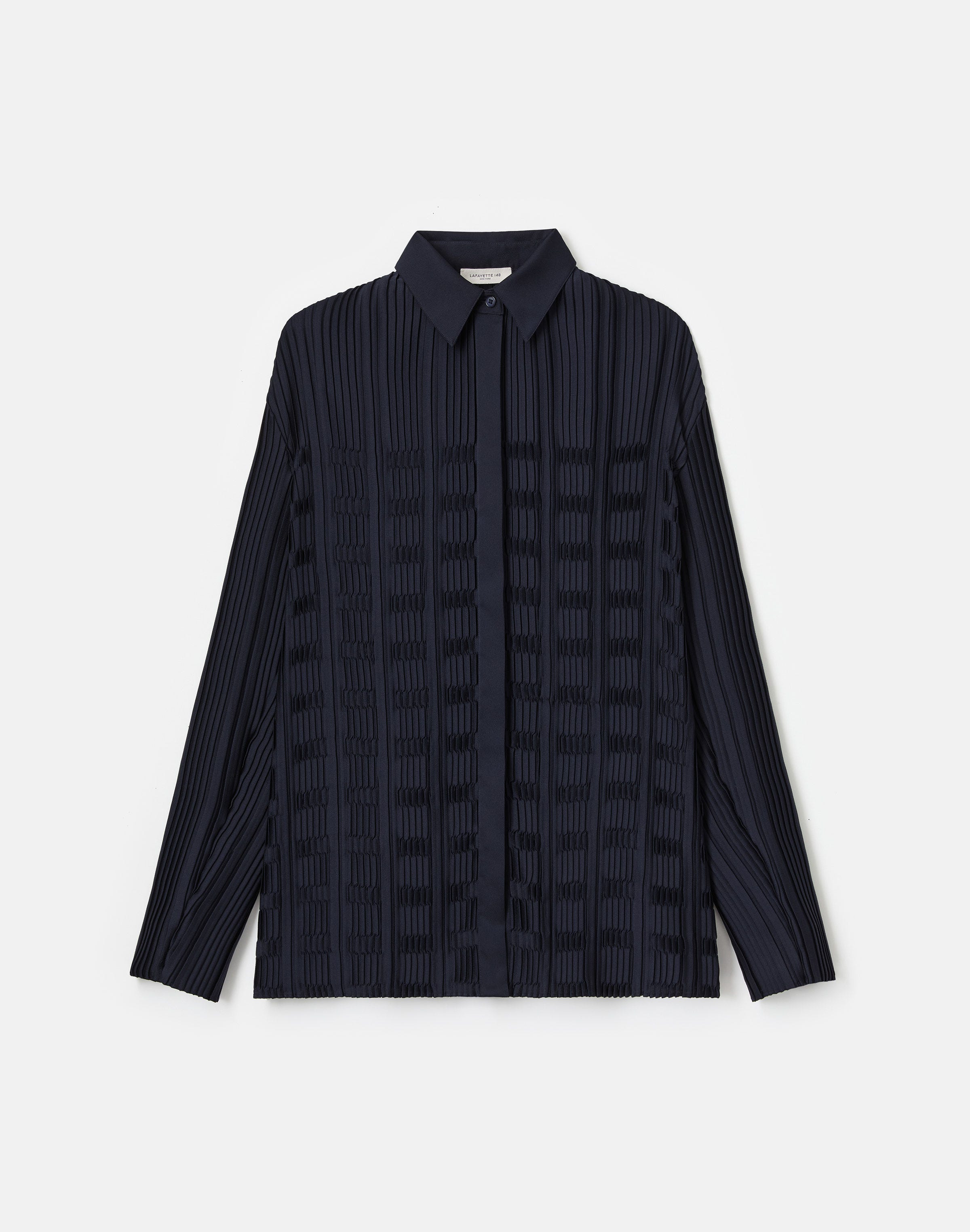 Recycled Satin Basketweave Plissé Blouse