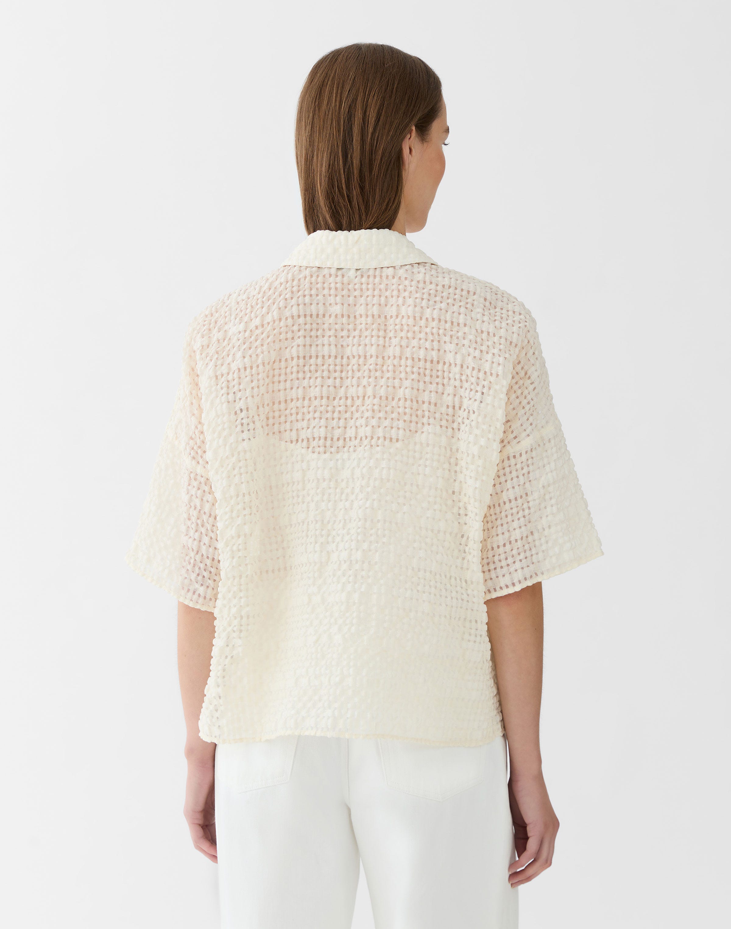 Cotton-Linen Textured Jacquard Button Shirt