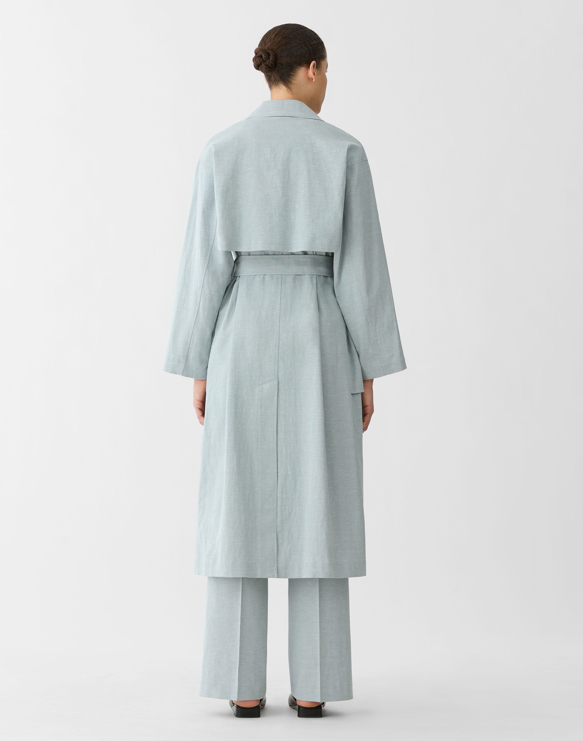 Cotton-Linen Belted Trench Coat