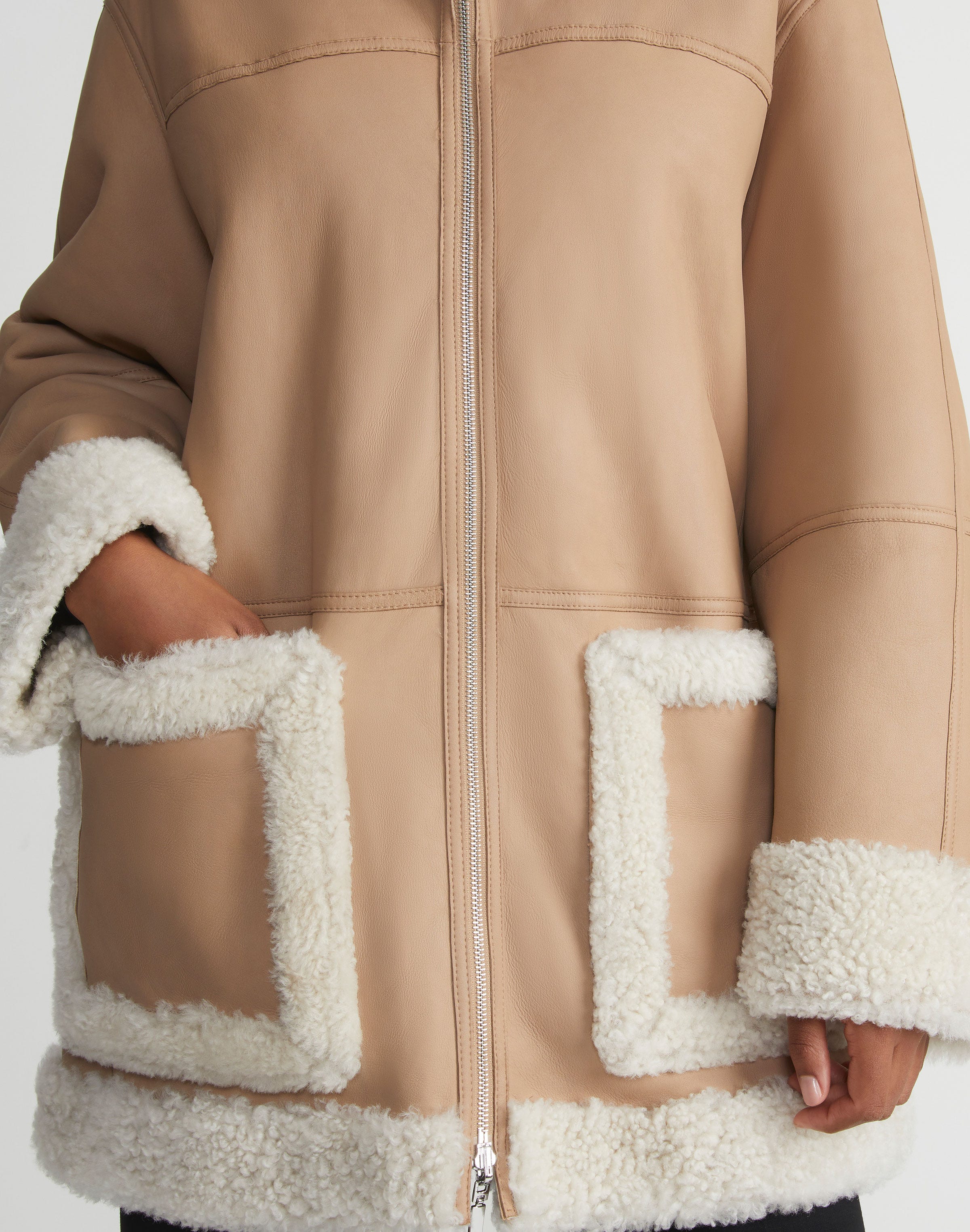 Wavy Lamb Shearling Reversible Coat