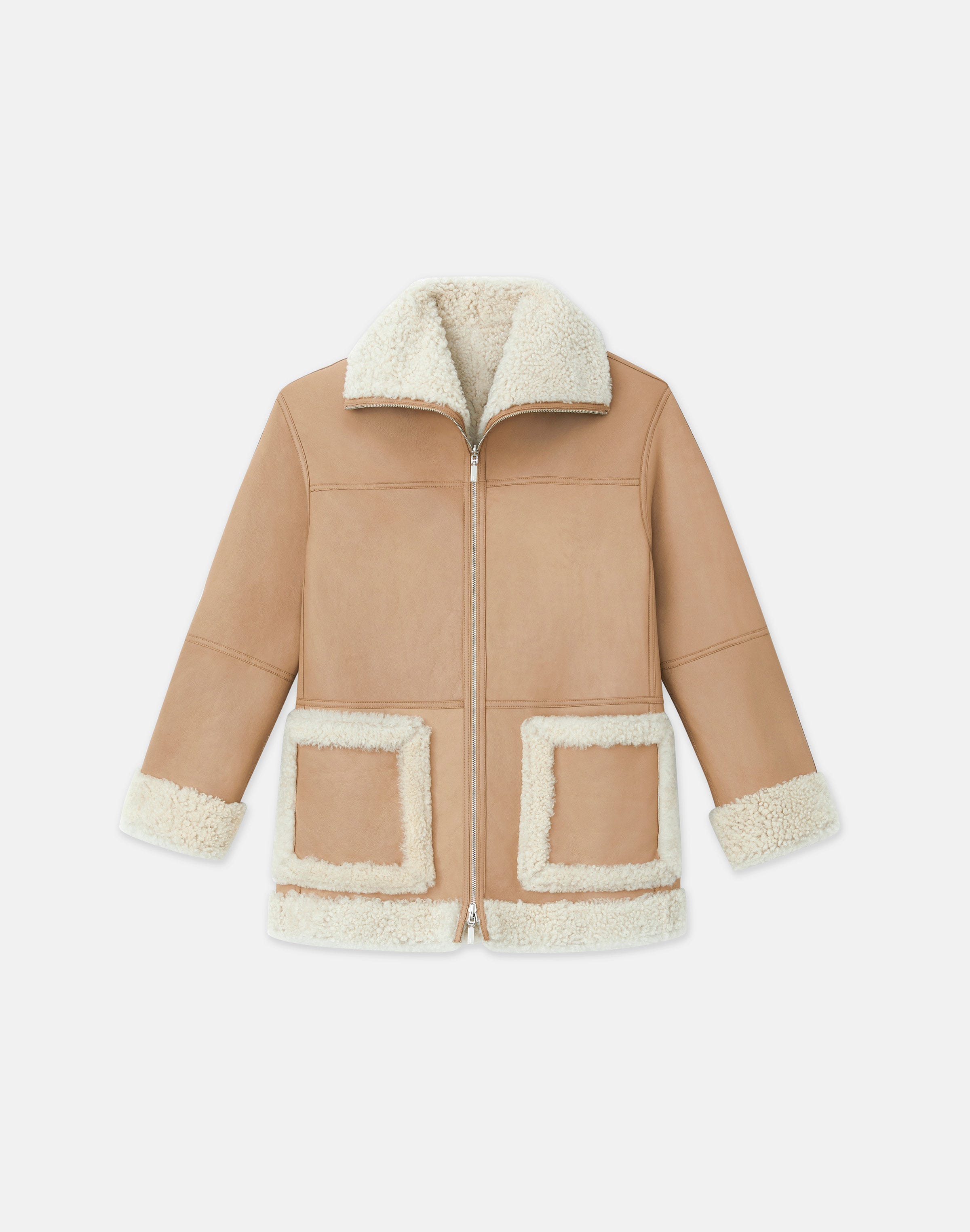 Wavy Lamb Shearling Reversible Coat