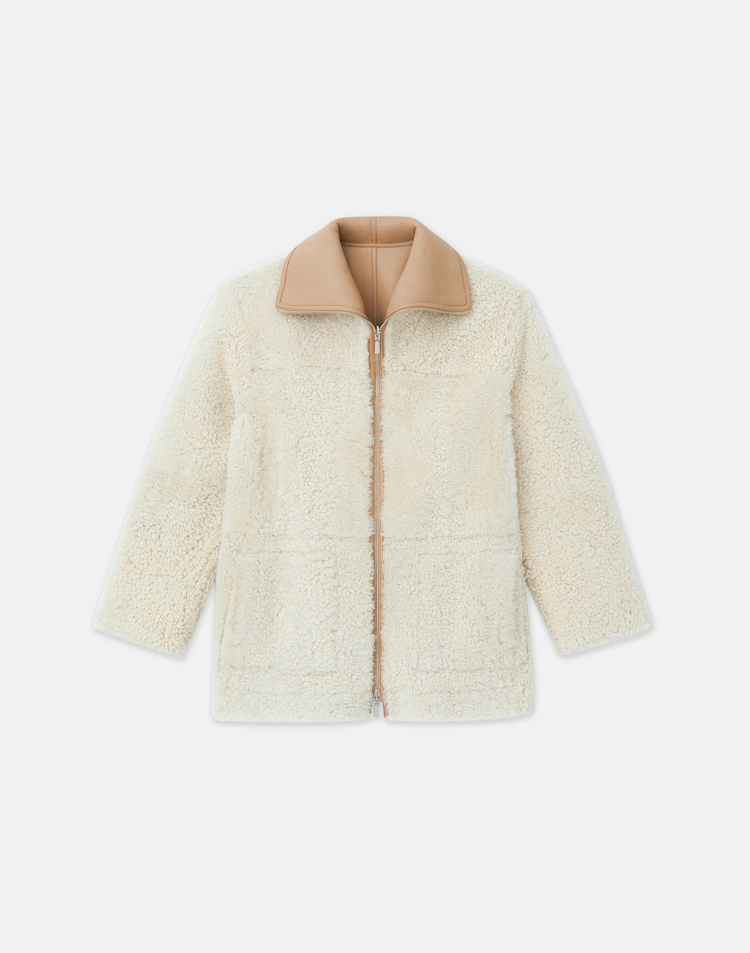 Wavy Lamb Shearling Reversible Coat