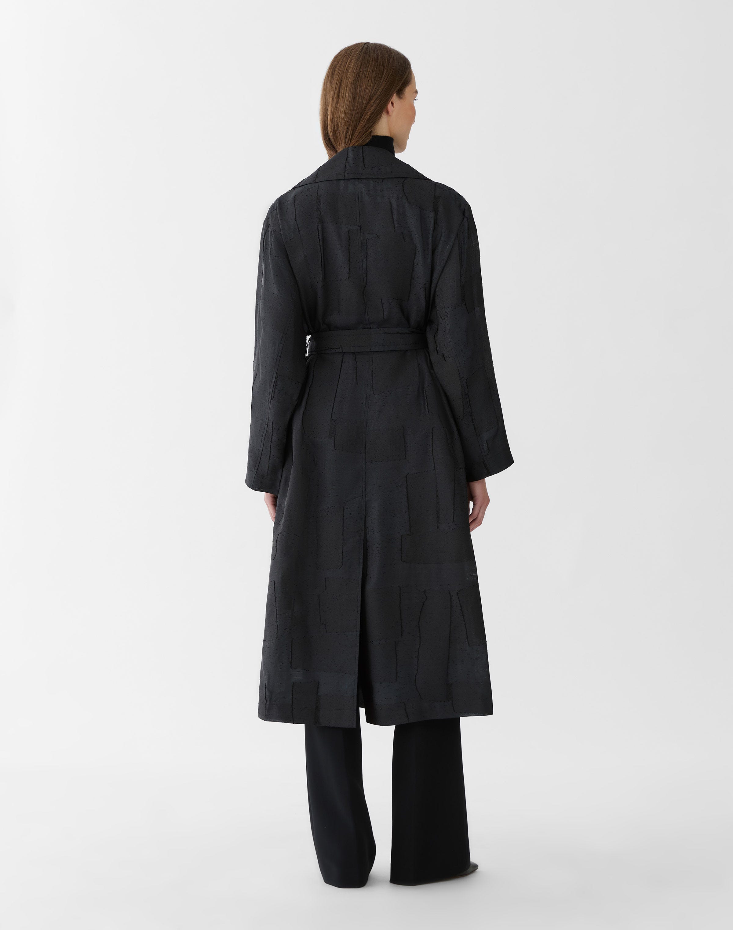 Collage Fil Coupé Belted Trench Coat