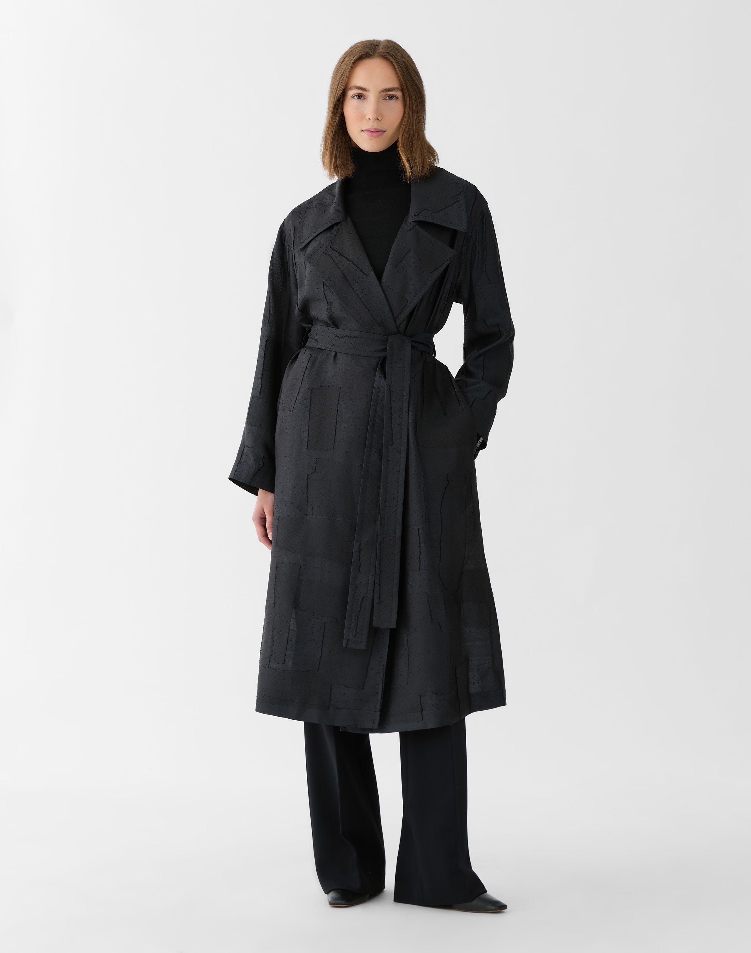 Collage Fil Coupé Belted Trench Coat