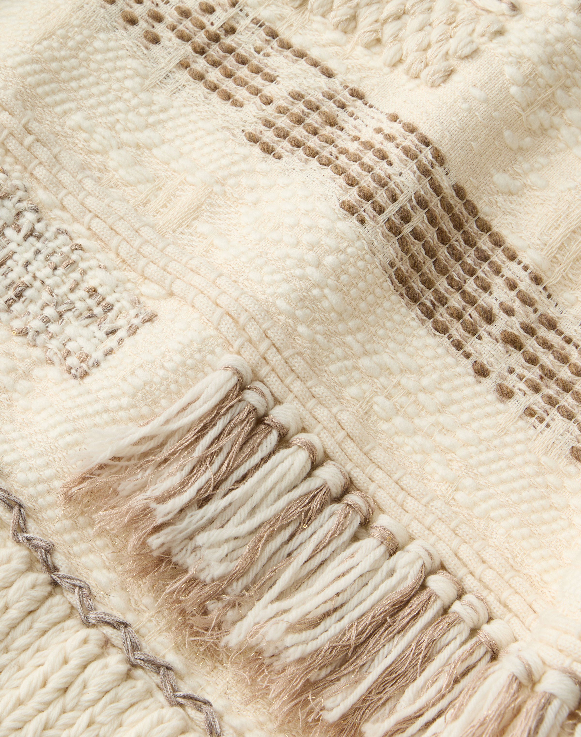 Interlace Jacquard & Handwoven Fringe Coat