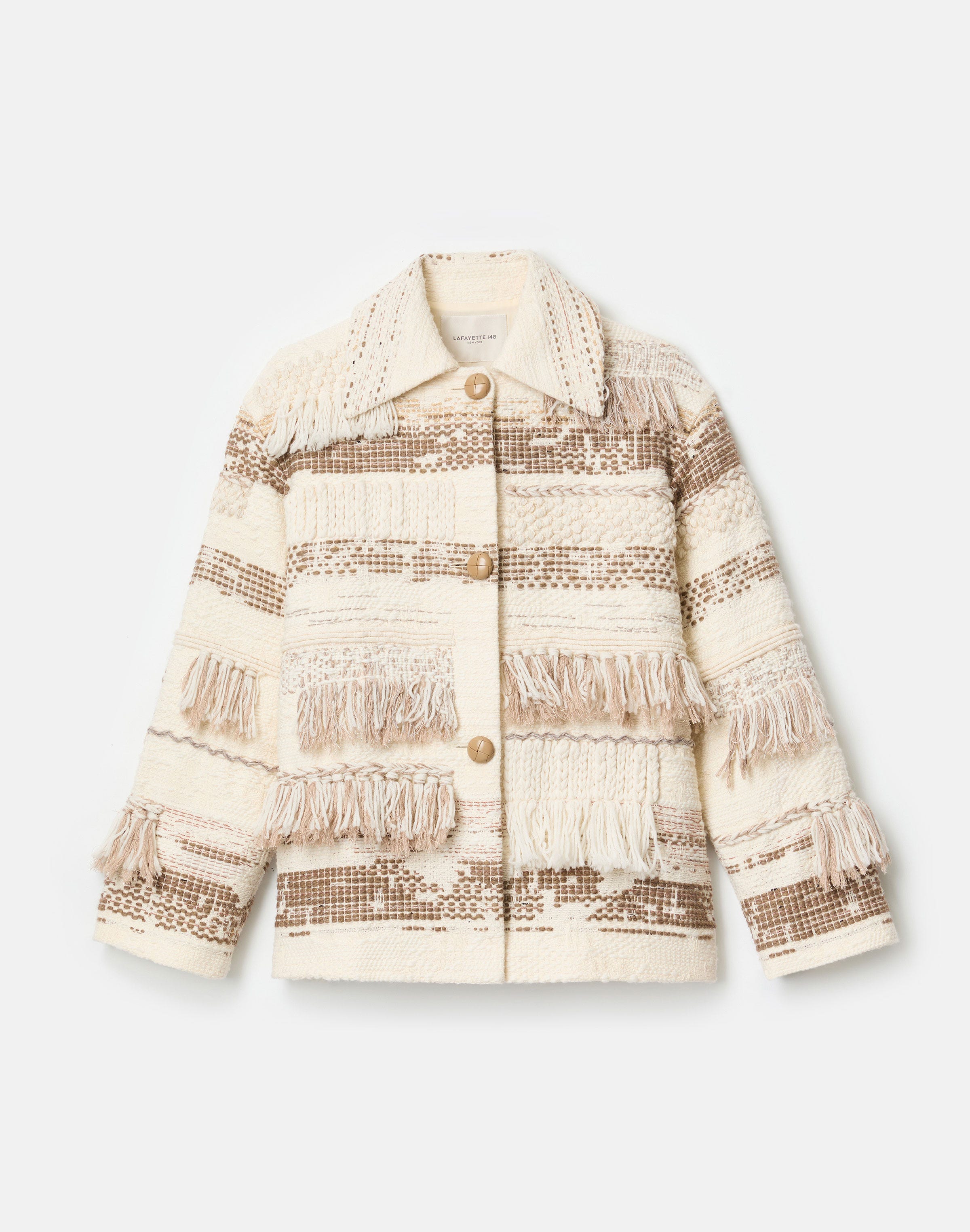 Interlace Jacquard & Handwoven Fringe Coat