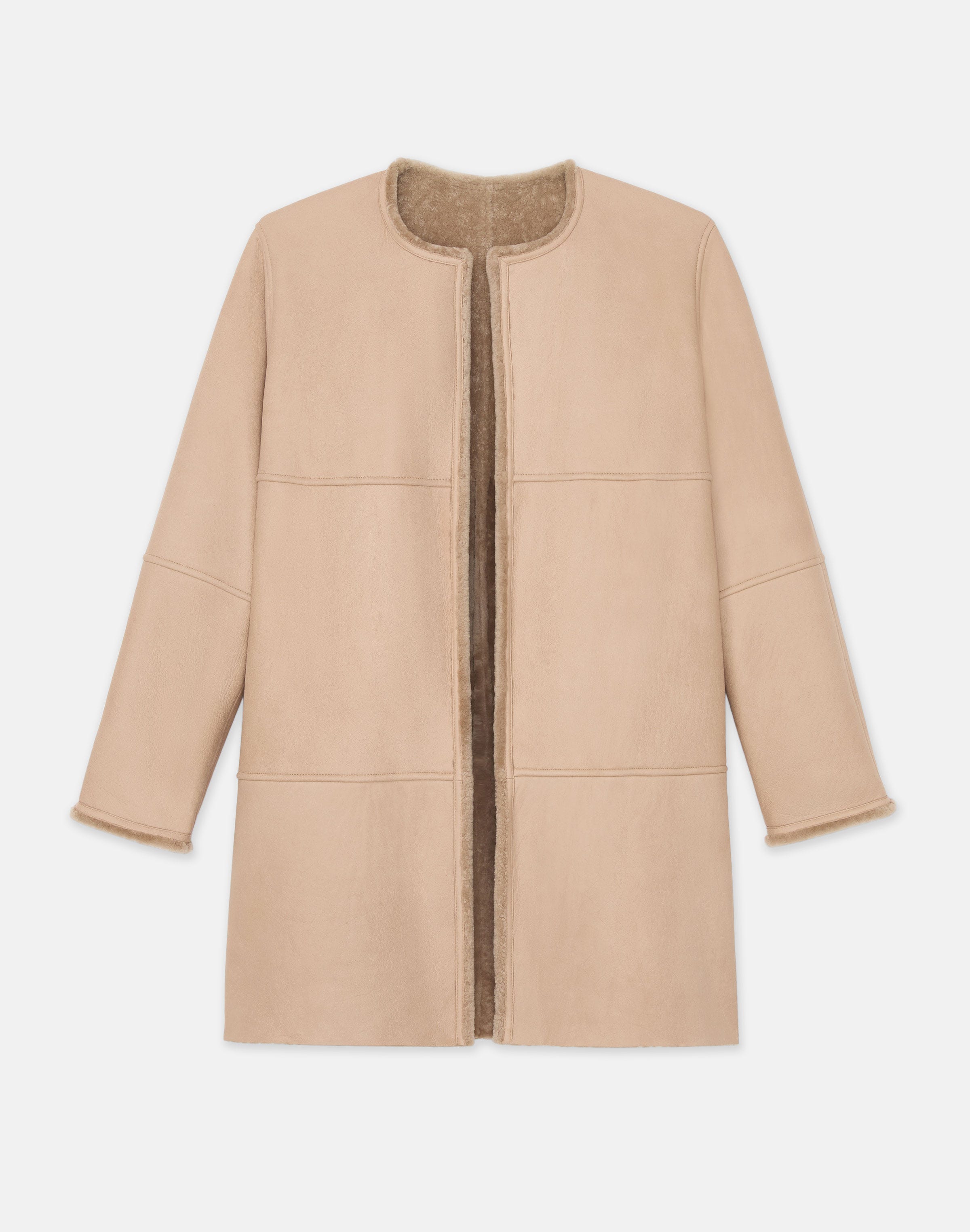 Shearling Reversible Collarless Coat