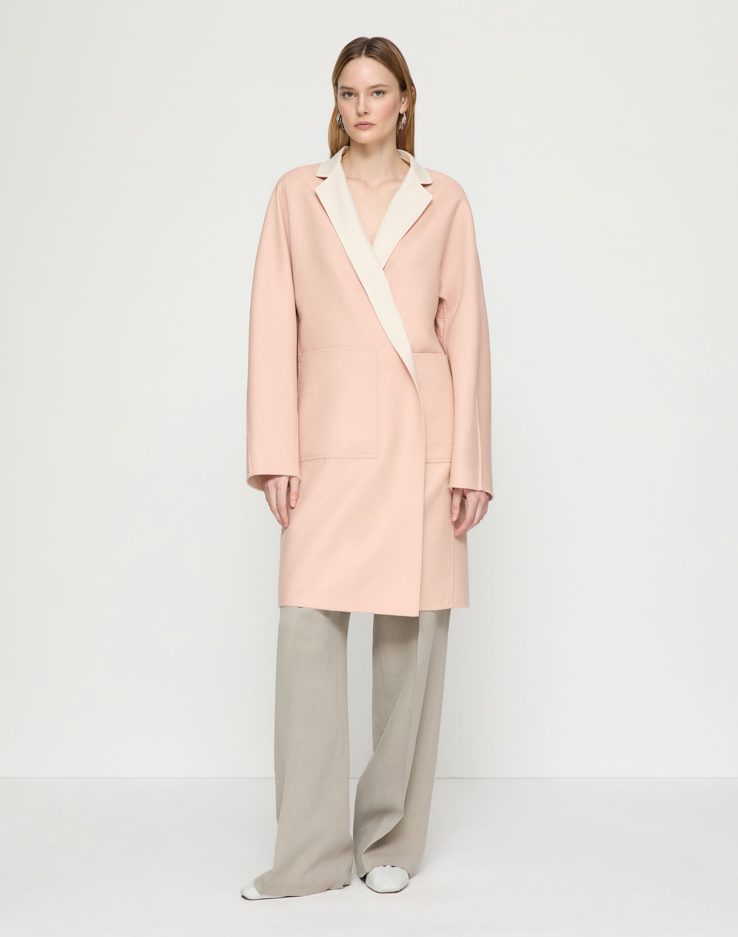 Two Tone Wool-Silk Double Face Reversible Coat