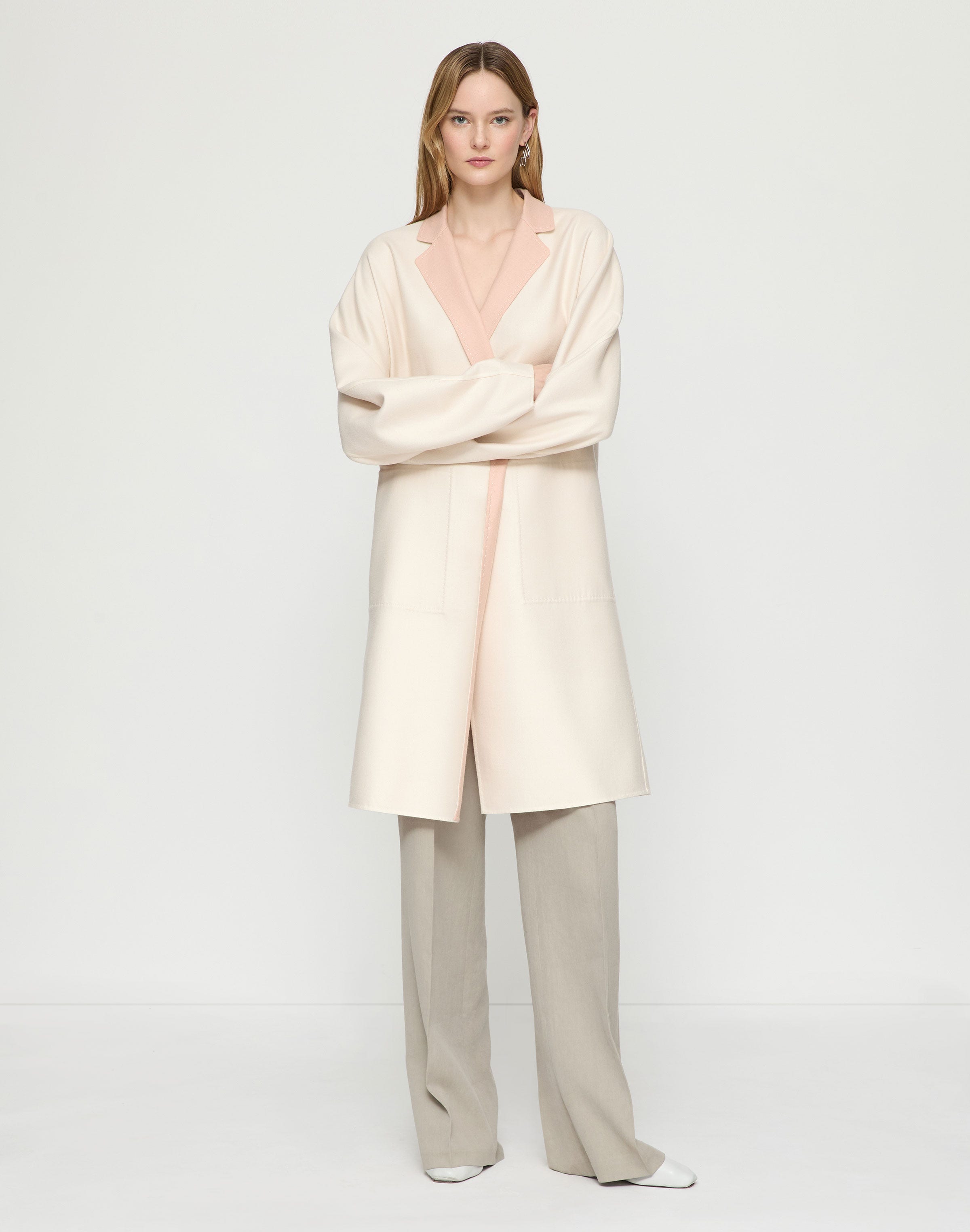 Two Tone Wool-Silk Double Face Reversible Coat