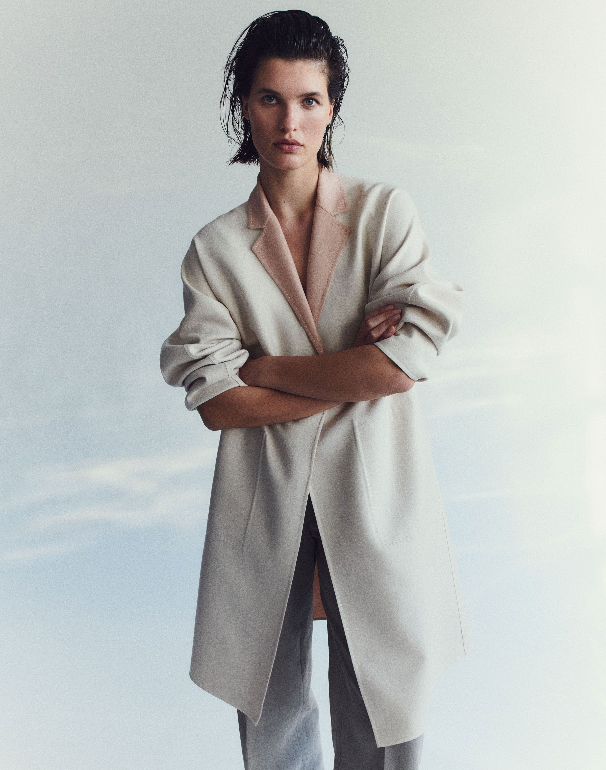 Two Tone Wool-Silk Double Face Reversible Coat