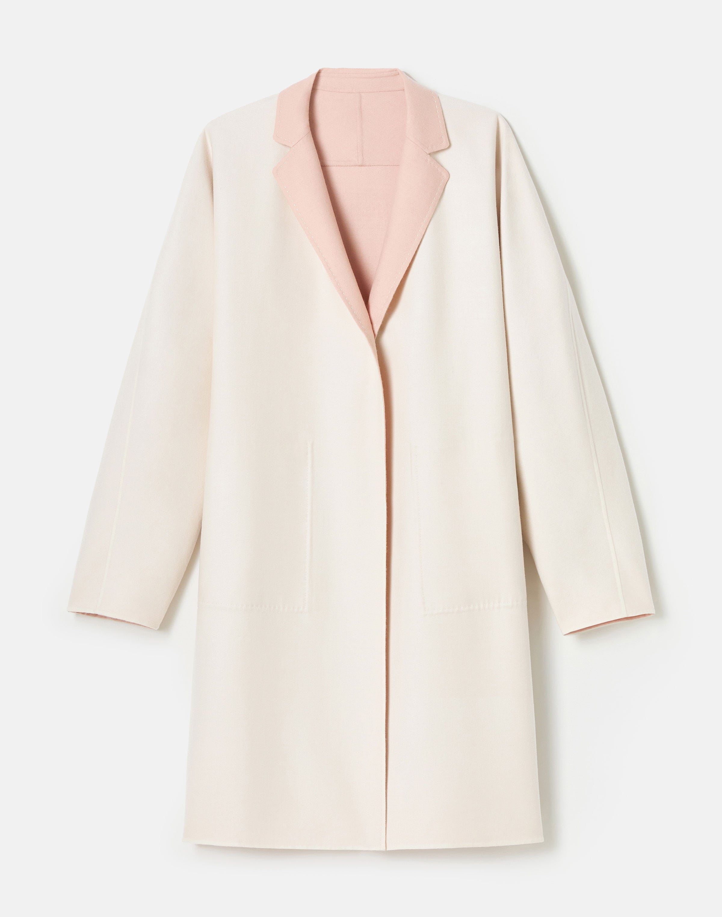 Two Tone Wool-Silk Double Face Reversible Coat