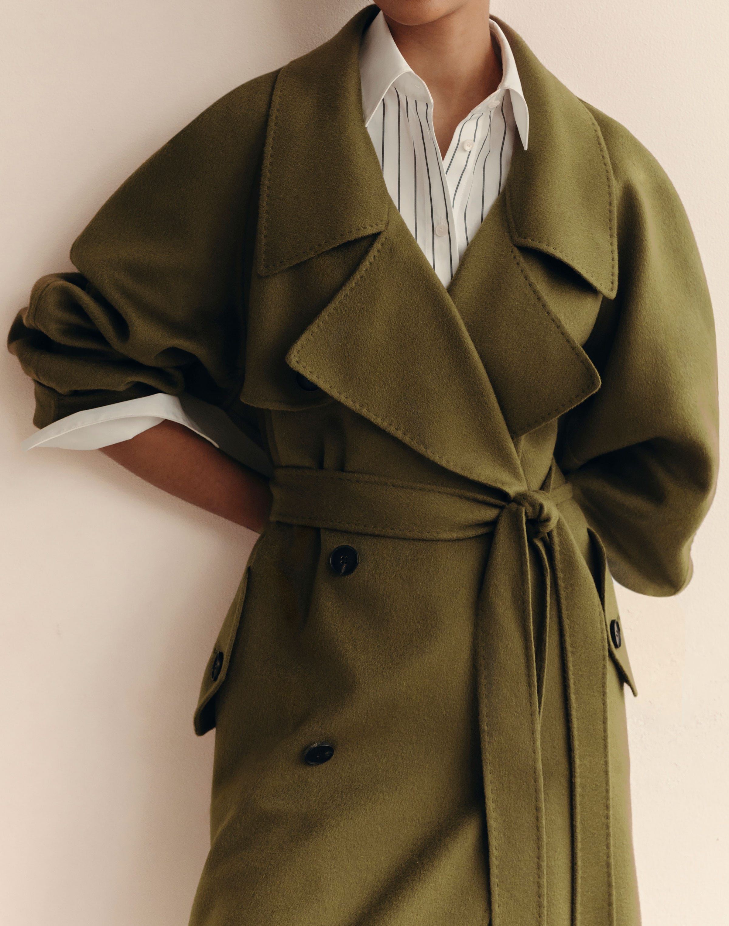 Cashmere Belted Oversized Trench Coat