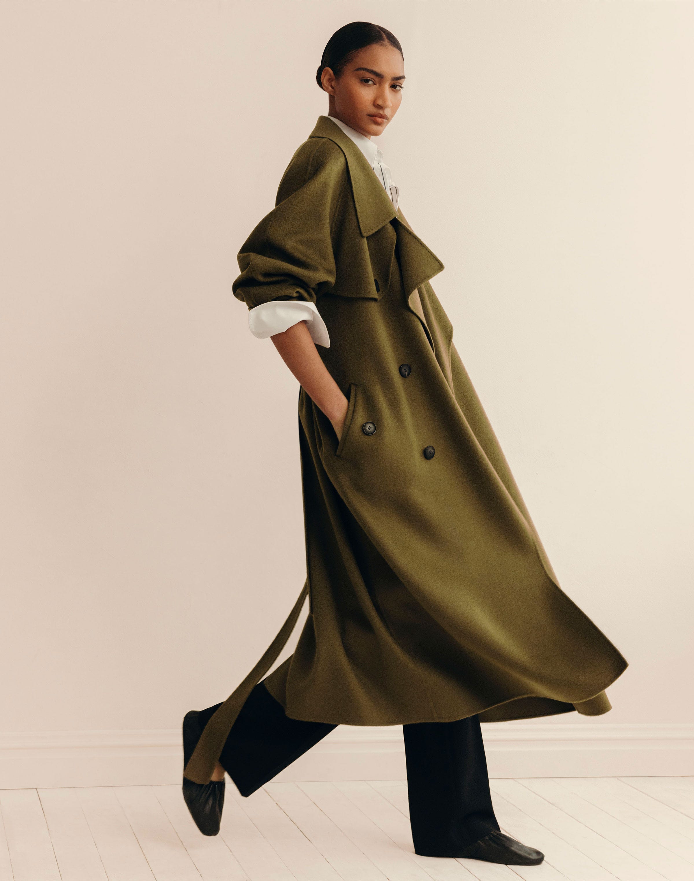 Cashmere Belted Oversized Trench Coat