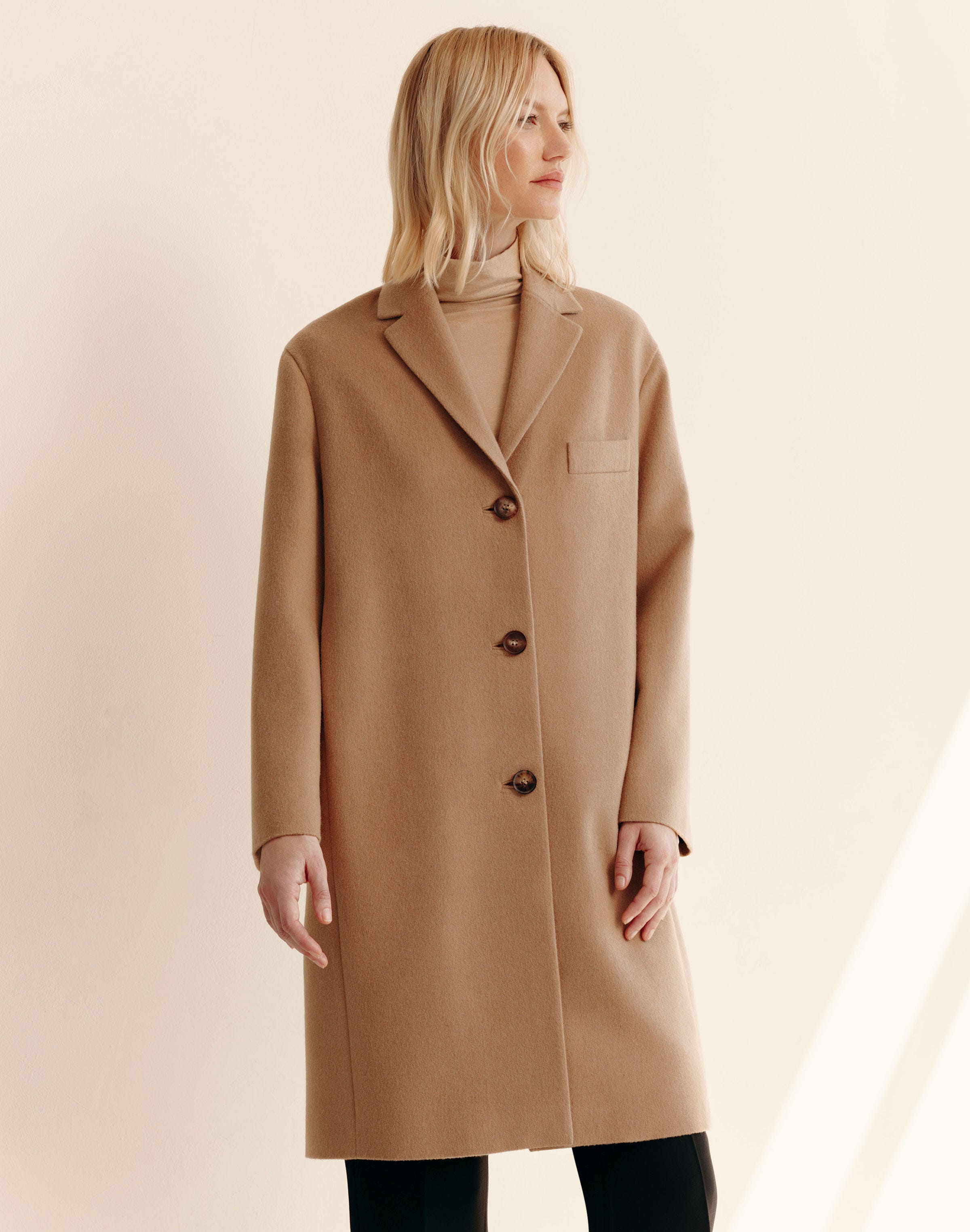 Camel Hair Three Button Coat
