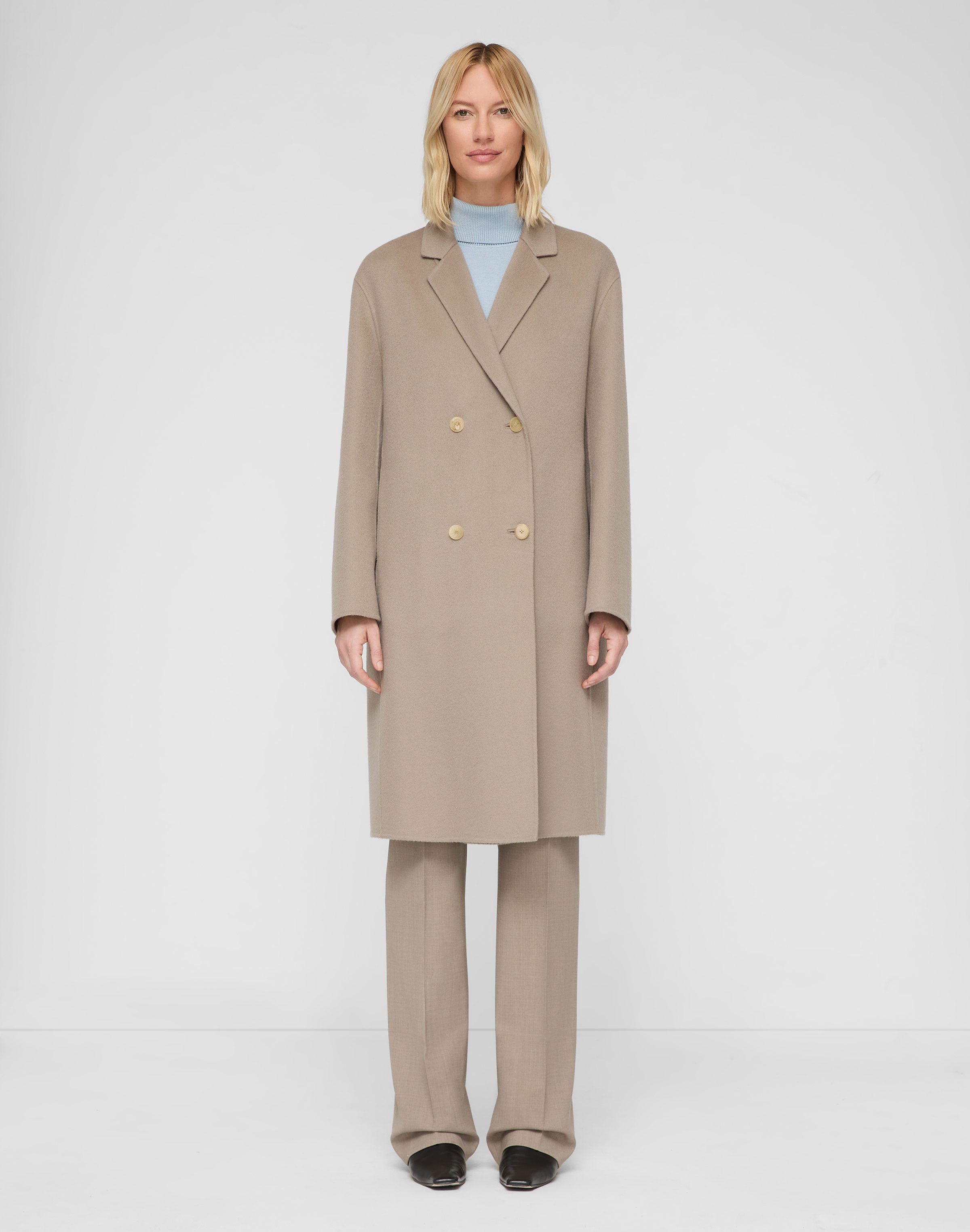 Wool-Cashmere Double Face Double Breasted Coat