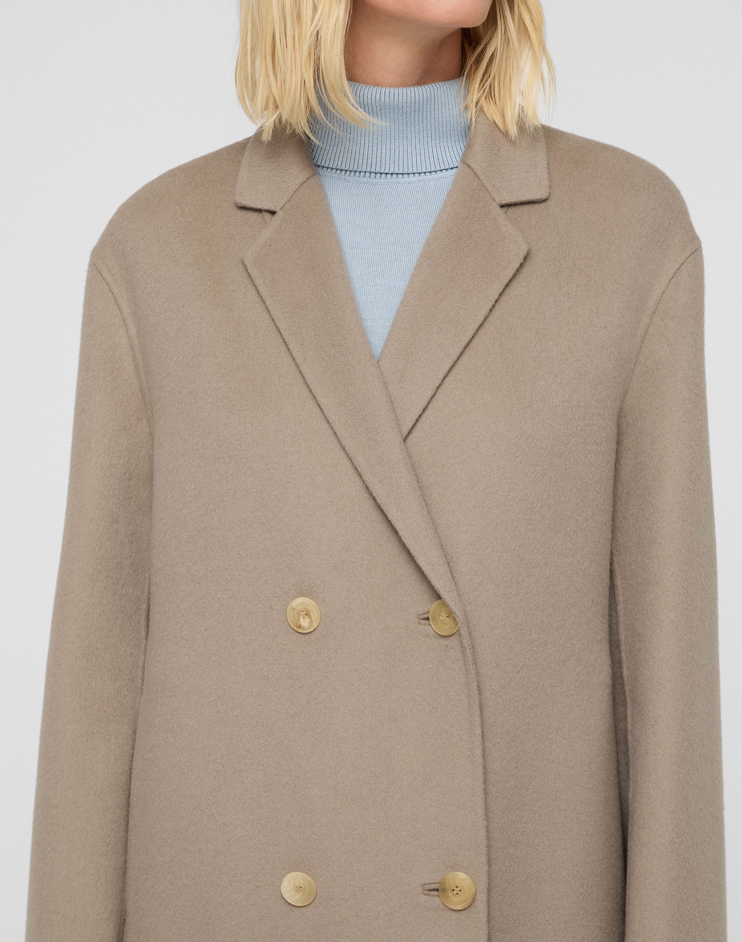 Wool-Cashmere Double Face Double Breasted Coat