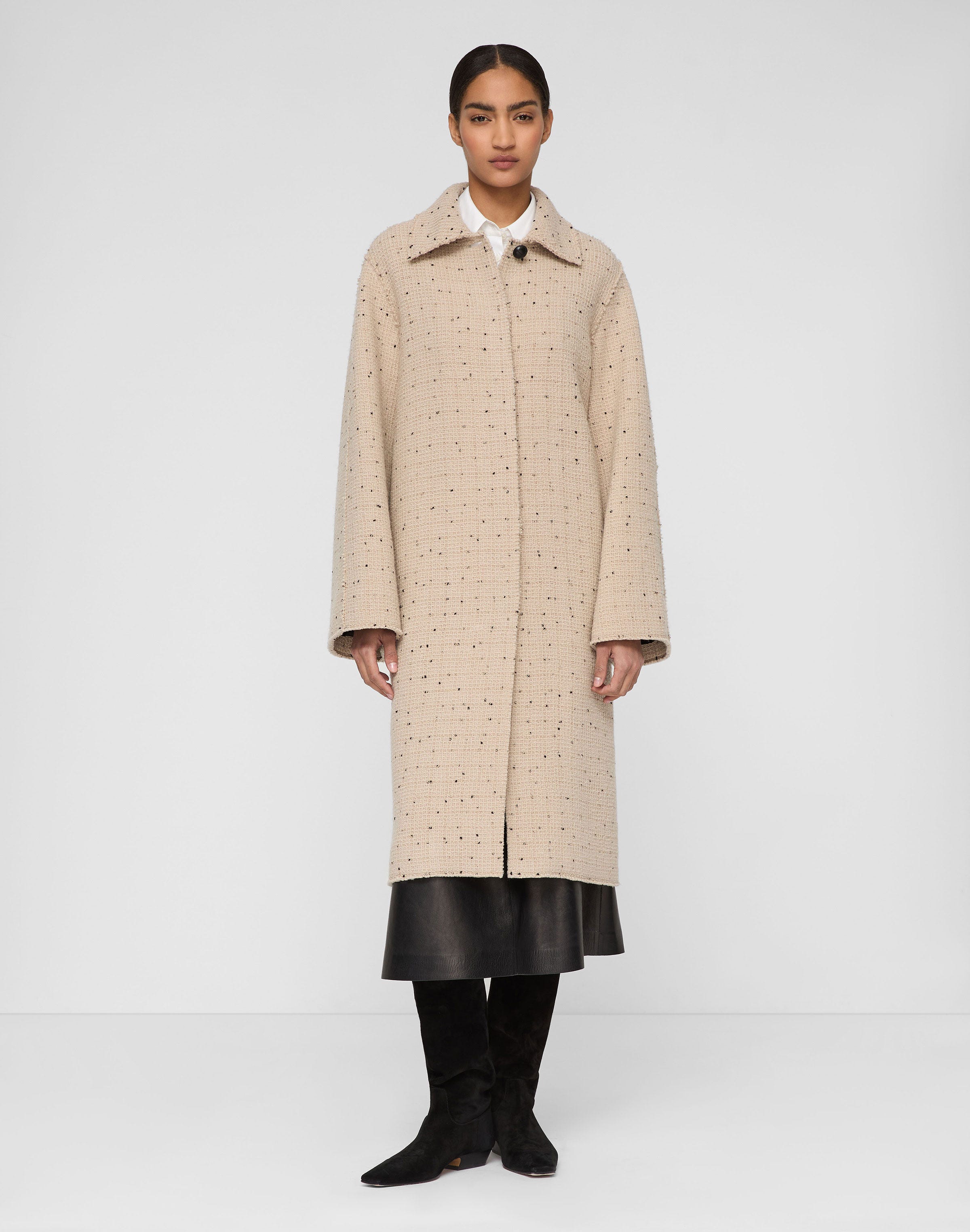 Wool Bouclé Speckled Tweed Coat
