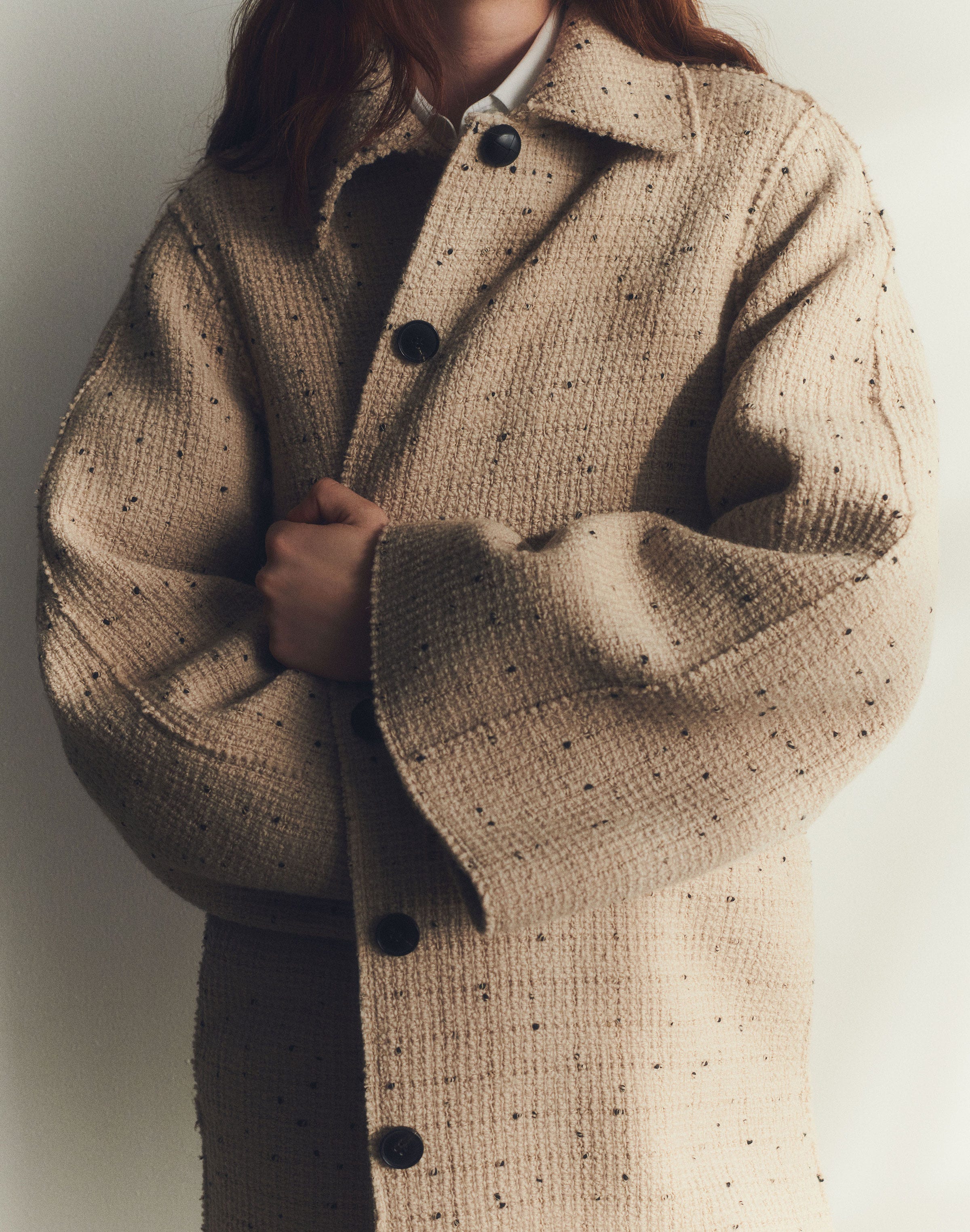 Wool Bouclé Speckled Tweed Coat