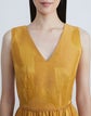 Winding Leaf Jacquard Linen-Silk Maxi Dress