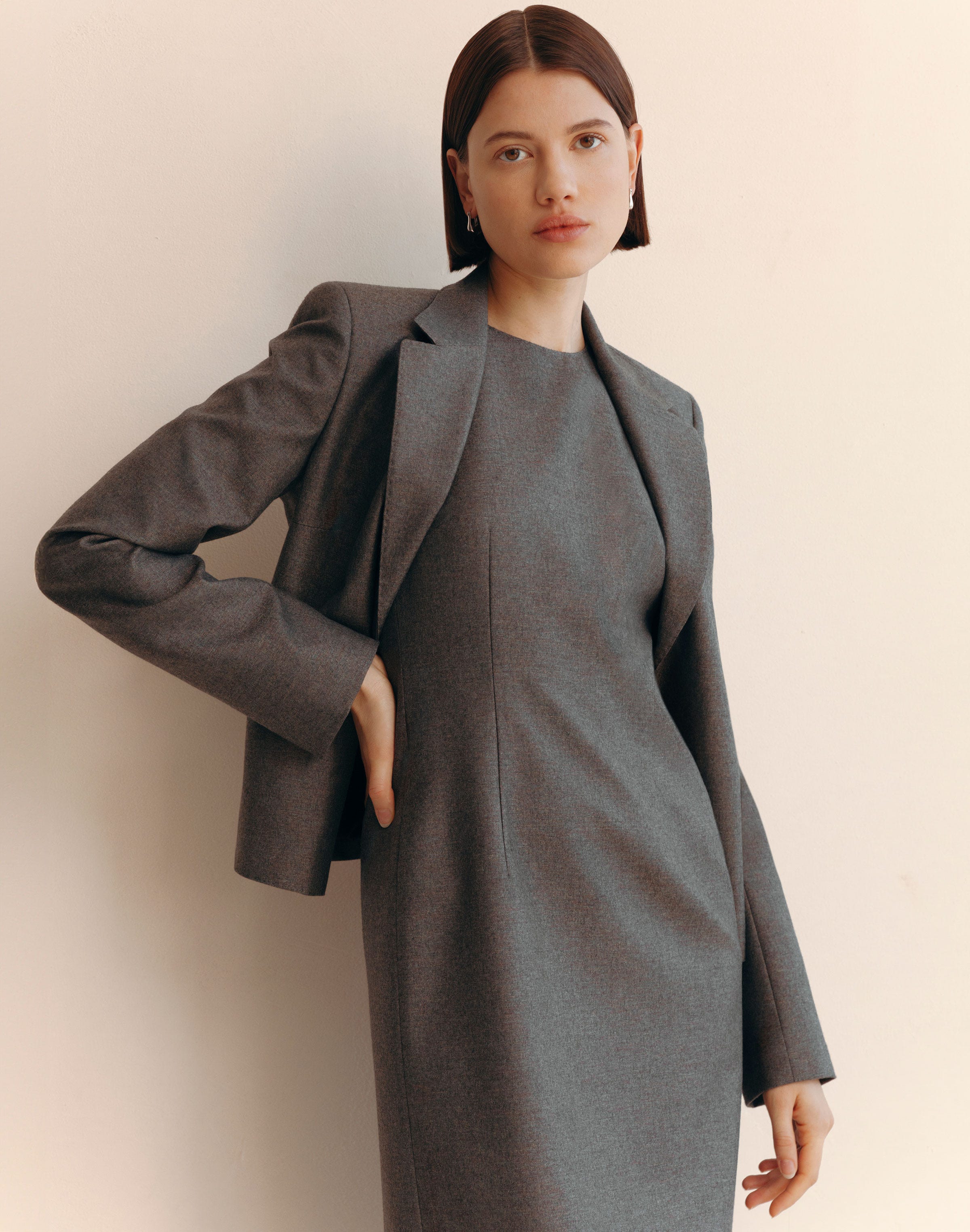 Pixelated Wool Twill Sleeveless Sheath Dress