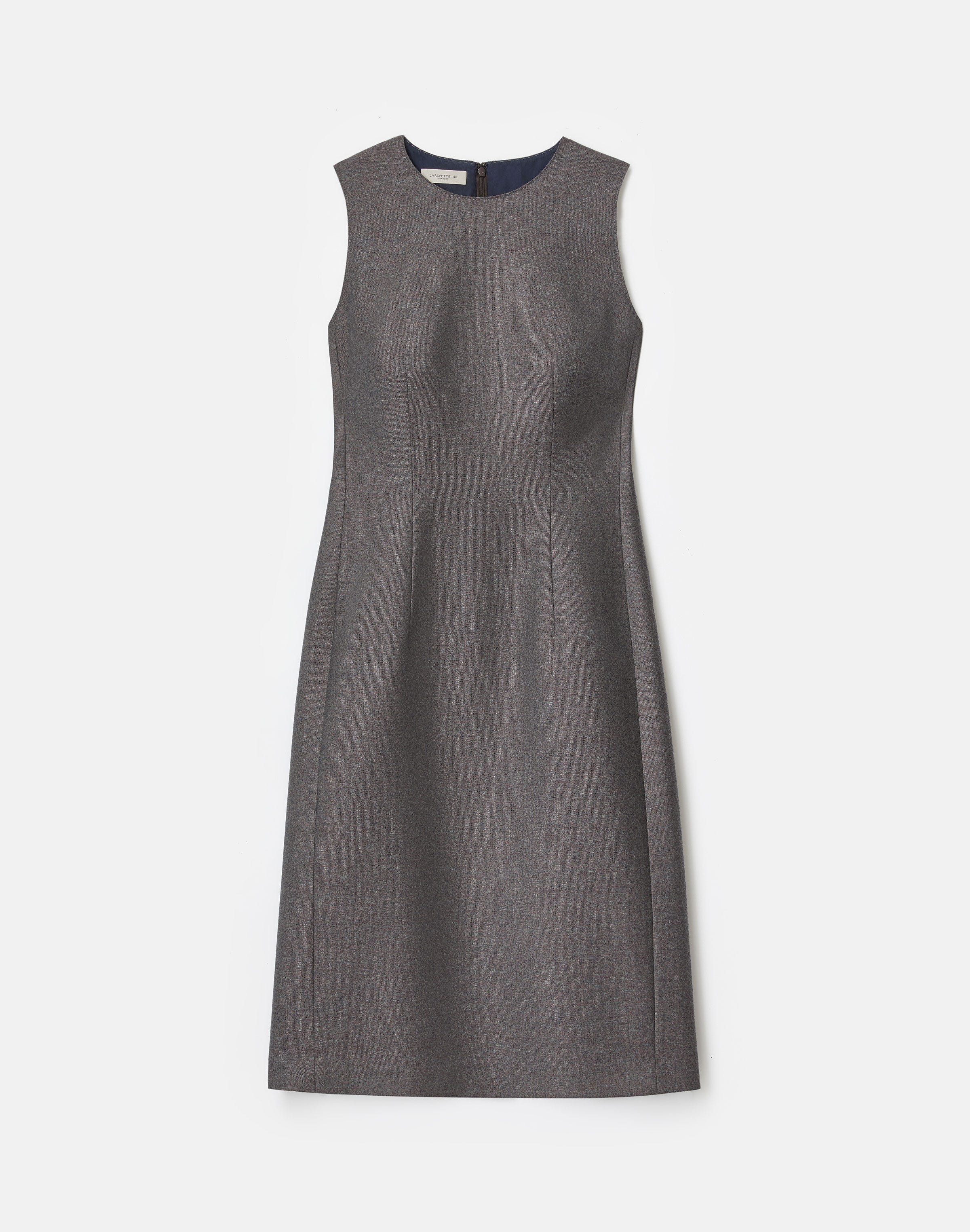 Pixelated Wool Twill Sleeveless Sheath Dress