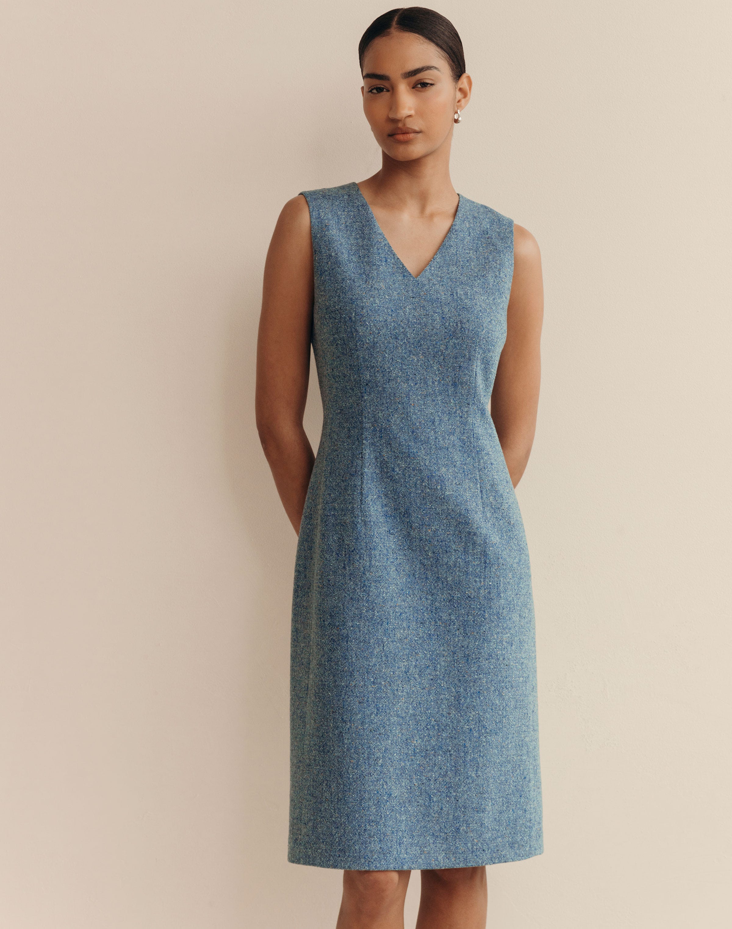 Donegal Tweed Sleeveless Sheath Dress