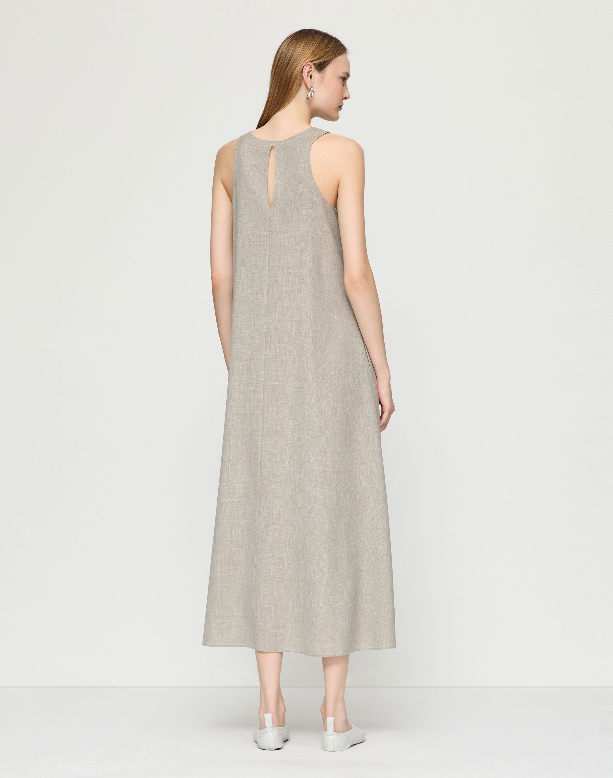 Tropical Wool-Silk Racerback Patio Dress