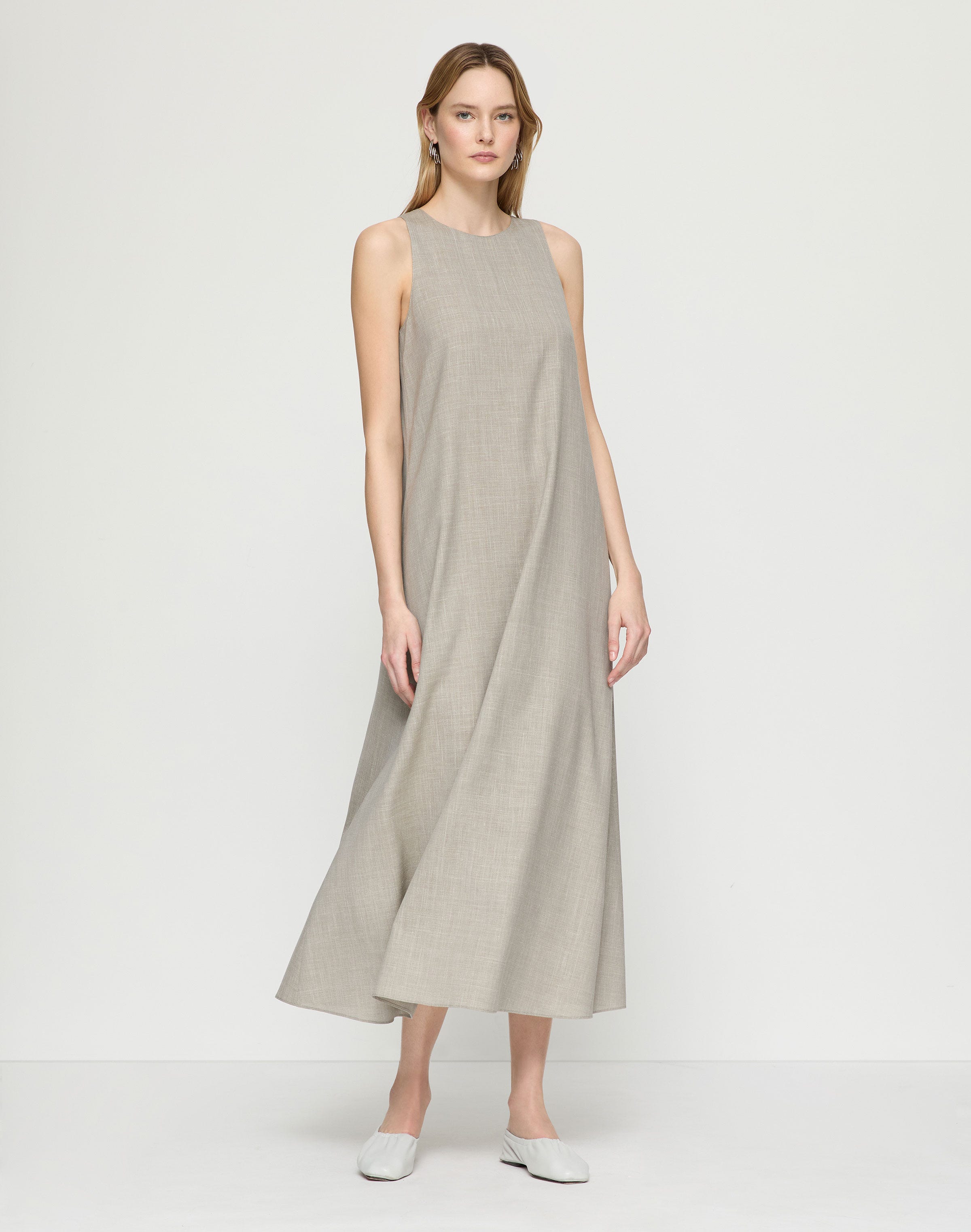 Tropical Wool-Silk Racerback Patio Dress