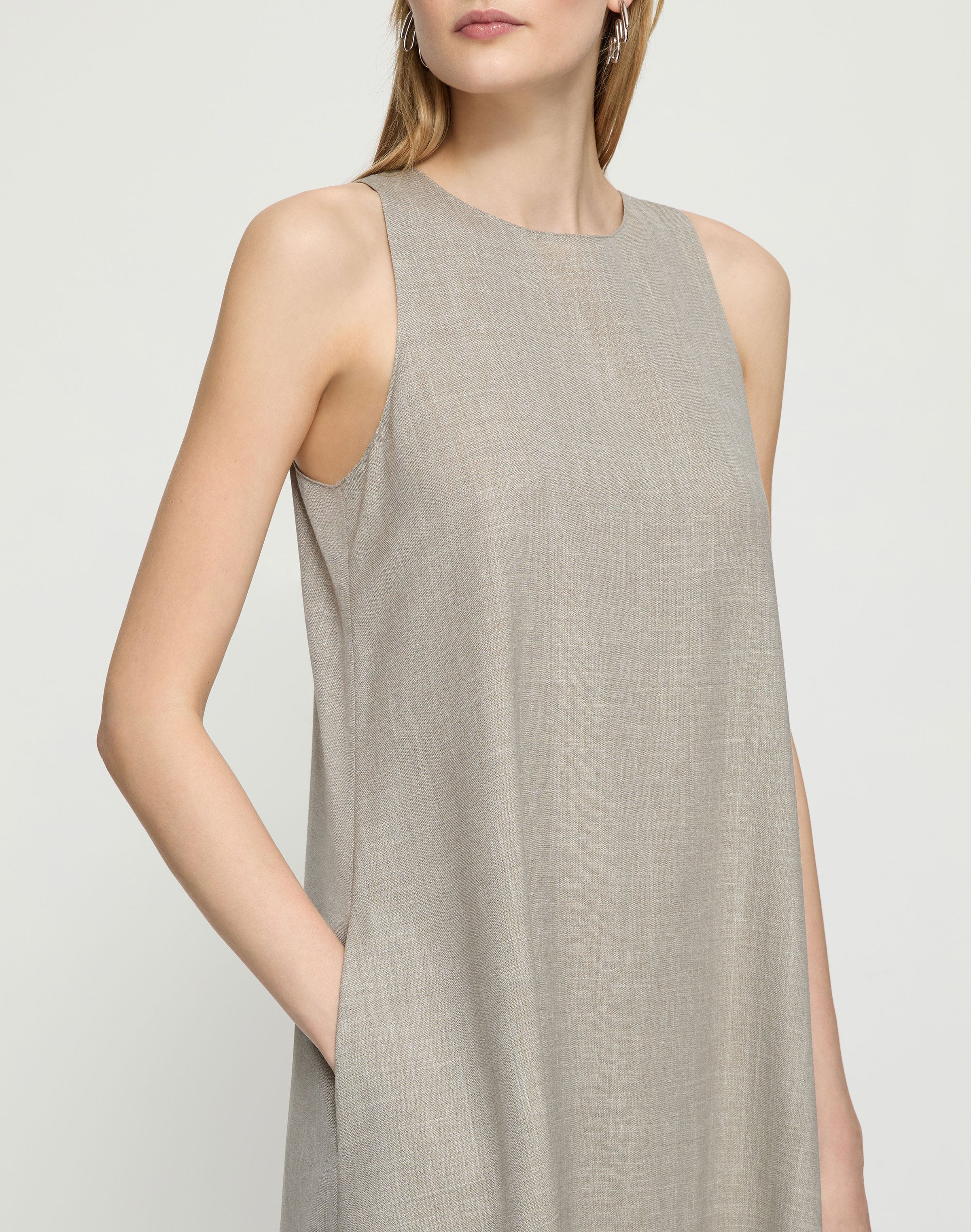 Tropical Wool-Silk Racerback Patio Dress