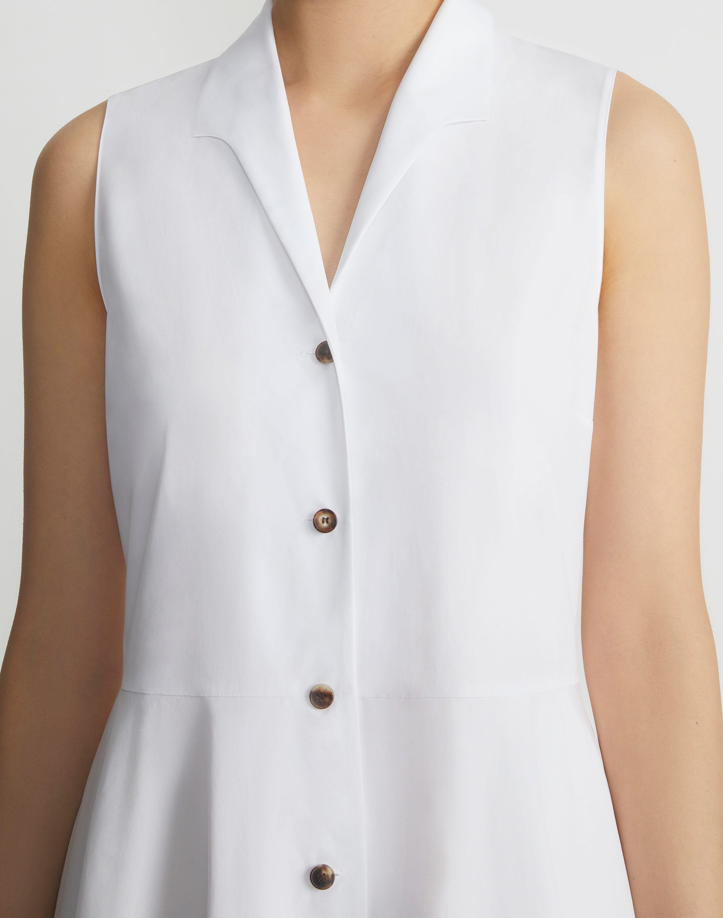 Organic Cotton Poplin Sleeveless Shirtdress