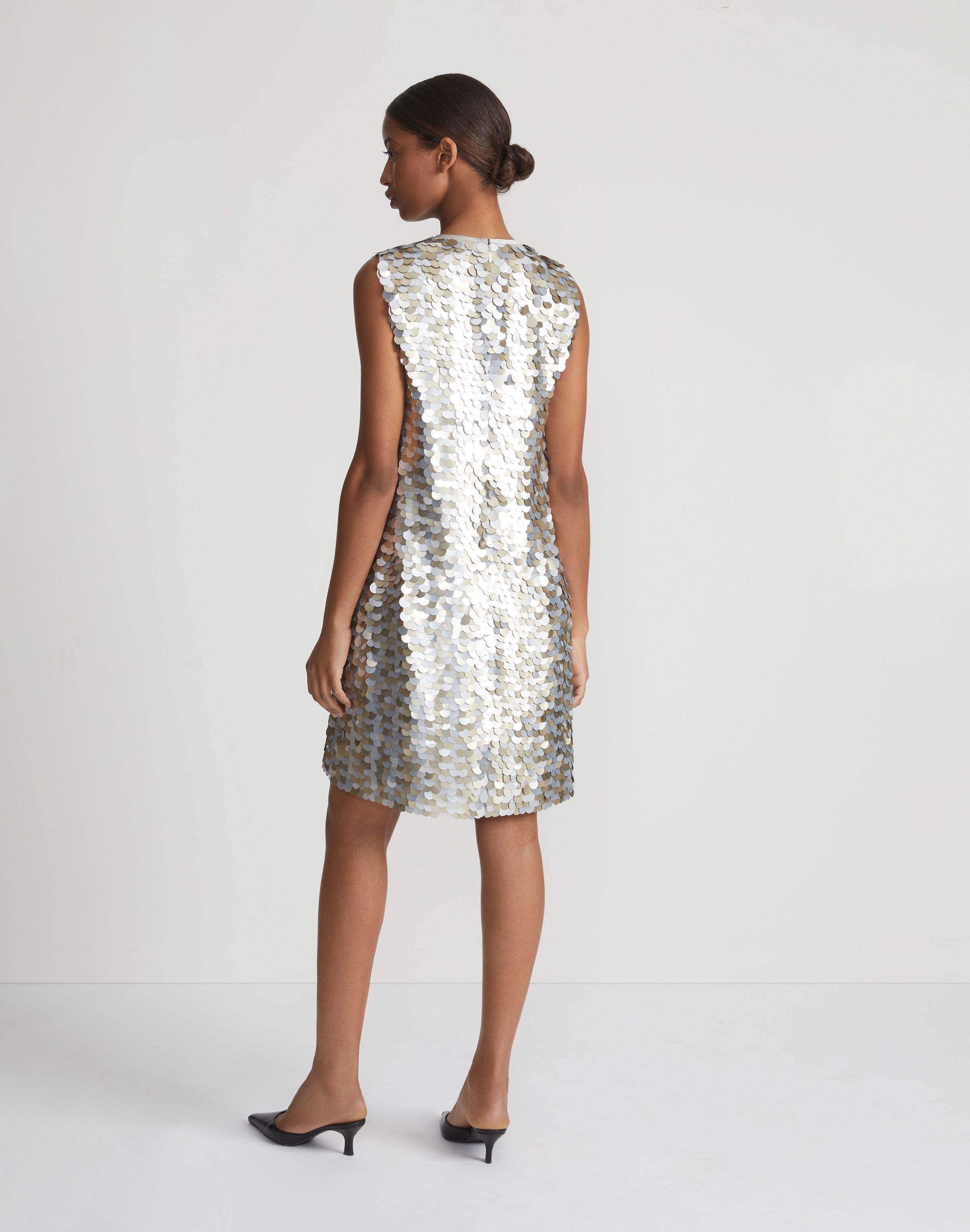 Hand-Placed Paillette Shift Dress