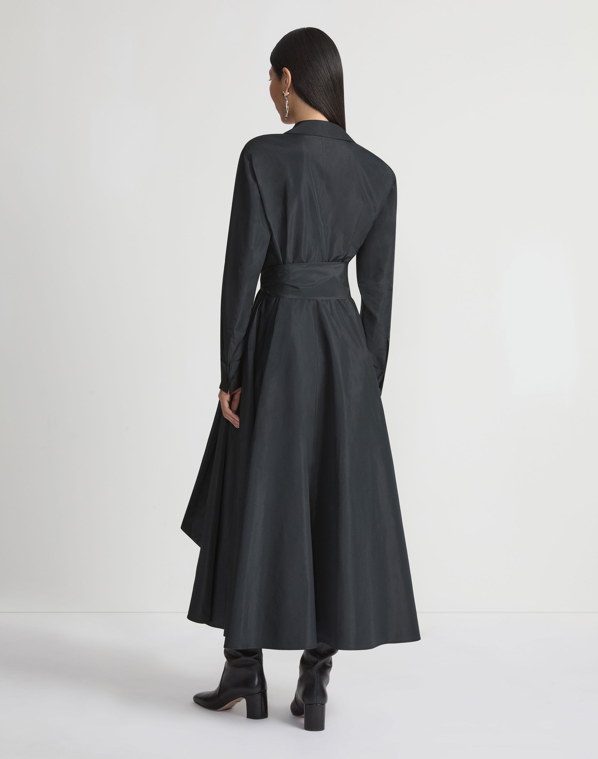 Recycled Taffeta Notch Collar Dress 