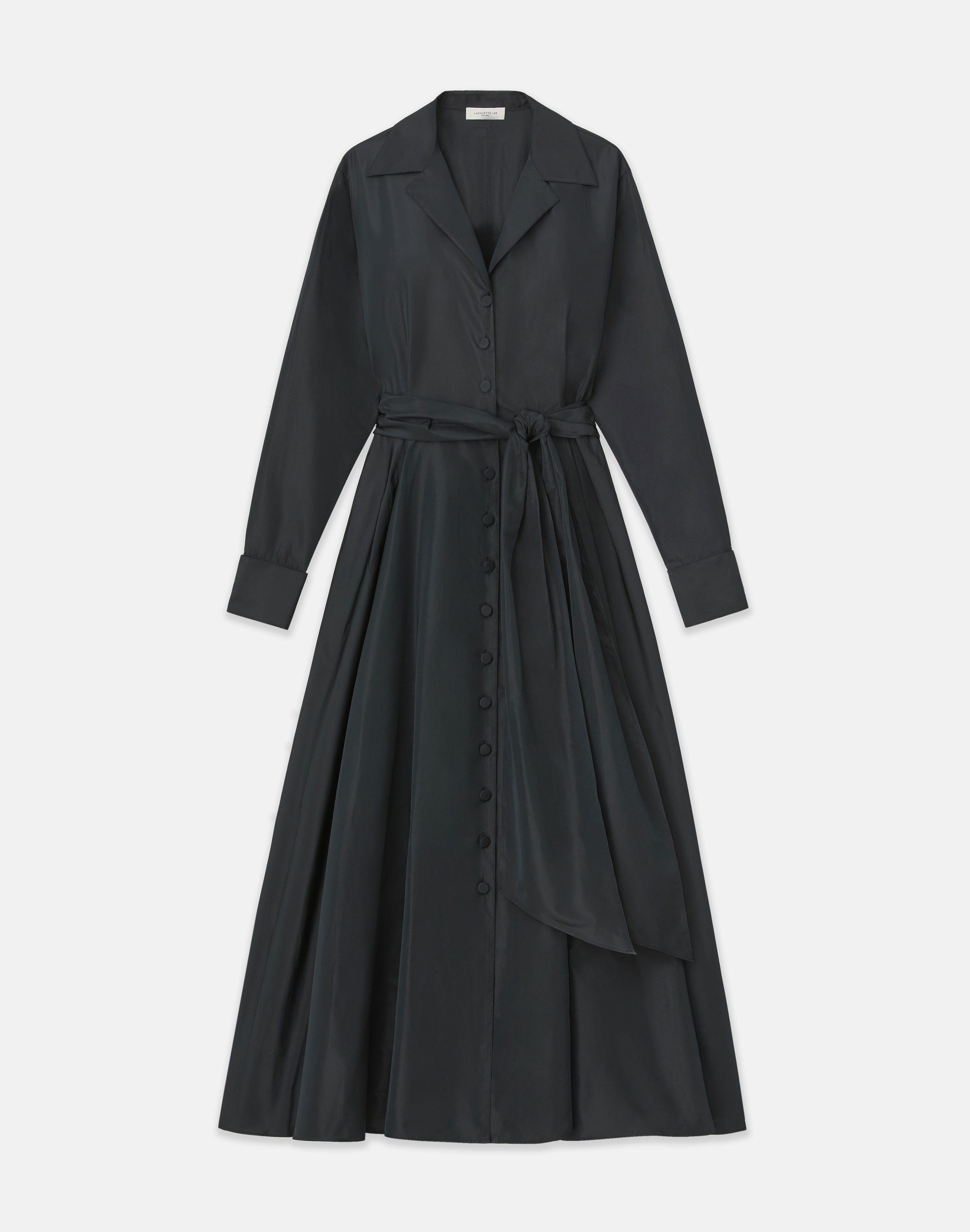 Recycled Taffeta Notch Collar Dress 