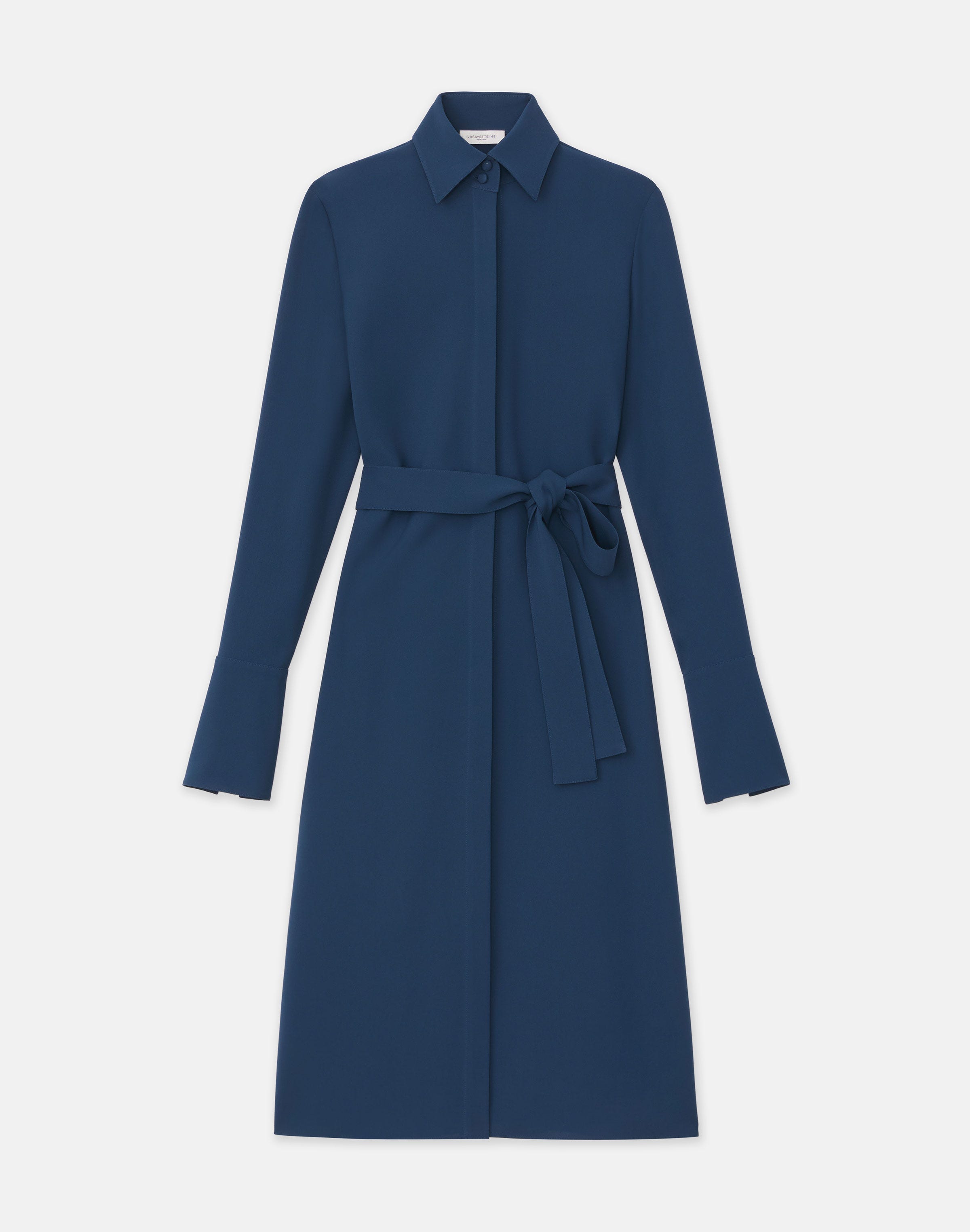 Responsible Finesse Crepe Buttoned Split Cuff Shirtdress