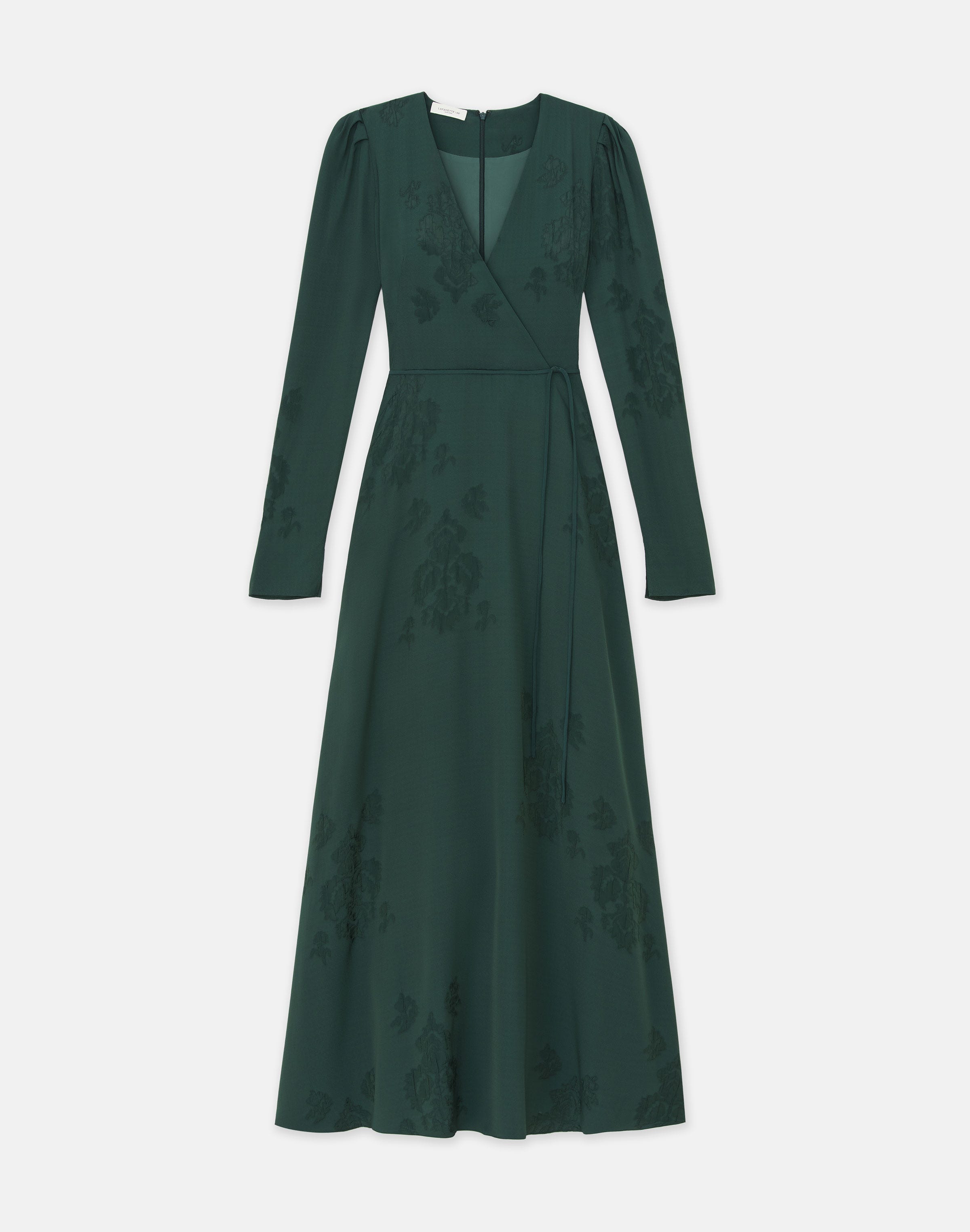 Baroque Botanical Cloqué V-Neck Maxi Dress