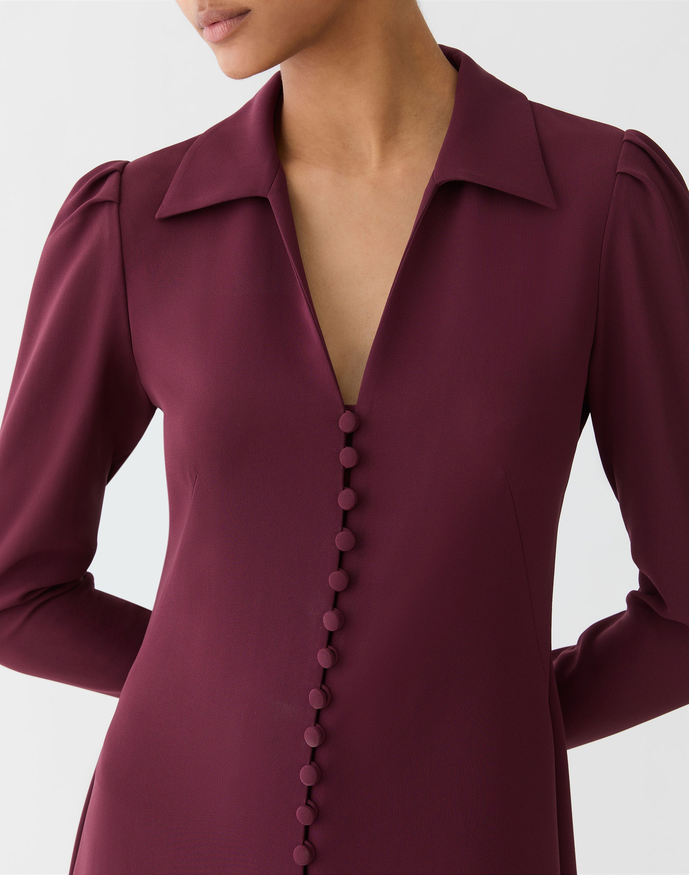 Responsible Finesse Crepe Button Midi Dress