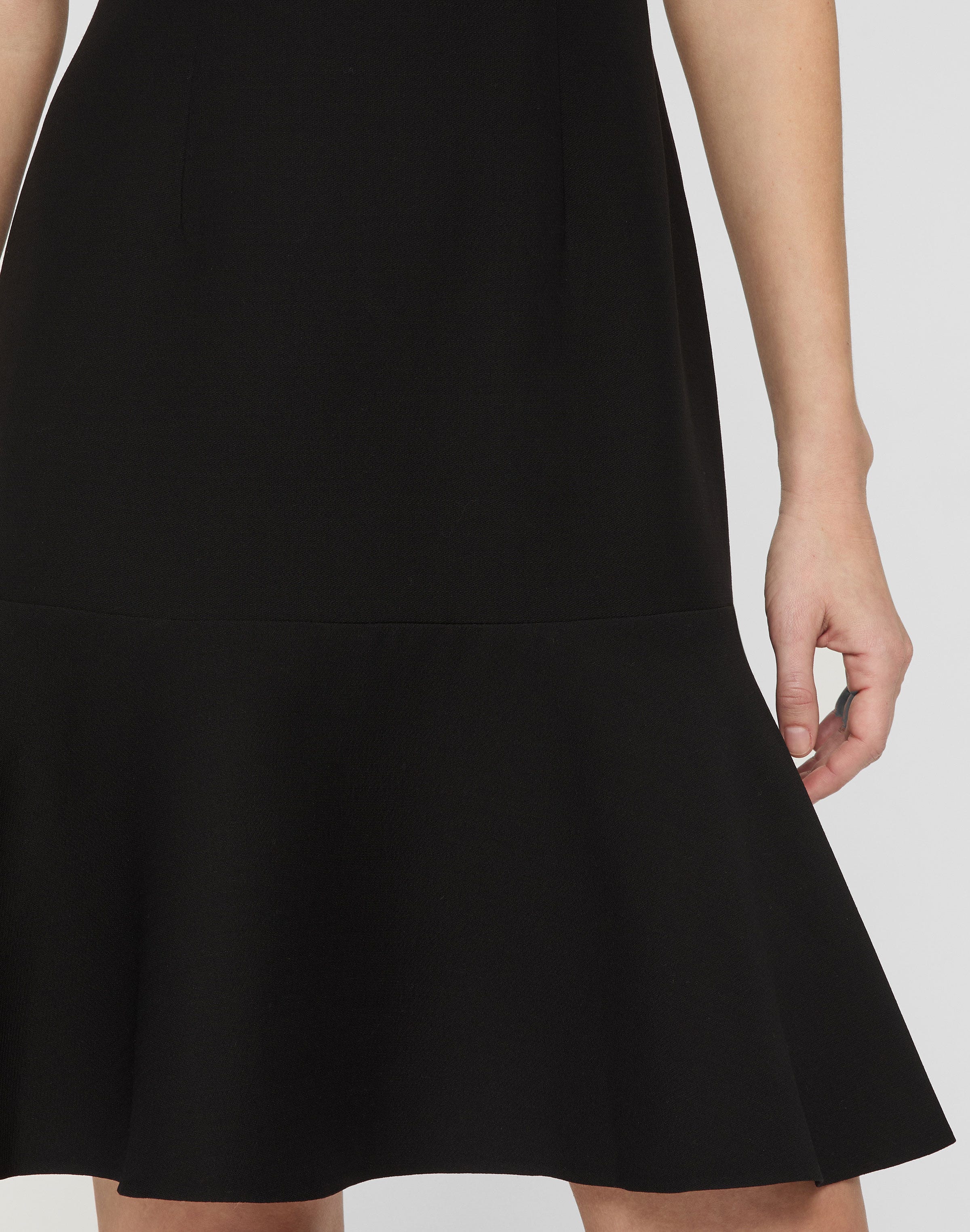 Wool-Silk Crepe Short Sleeve Dress