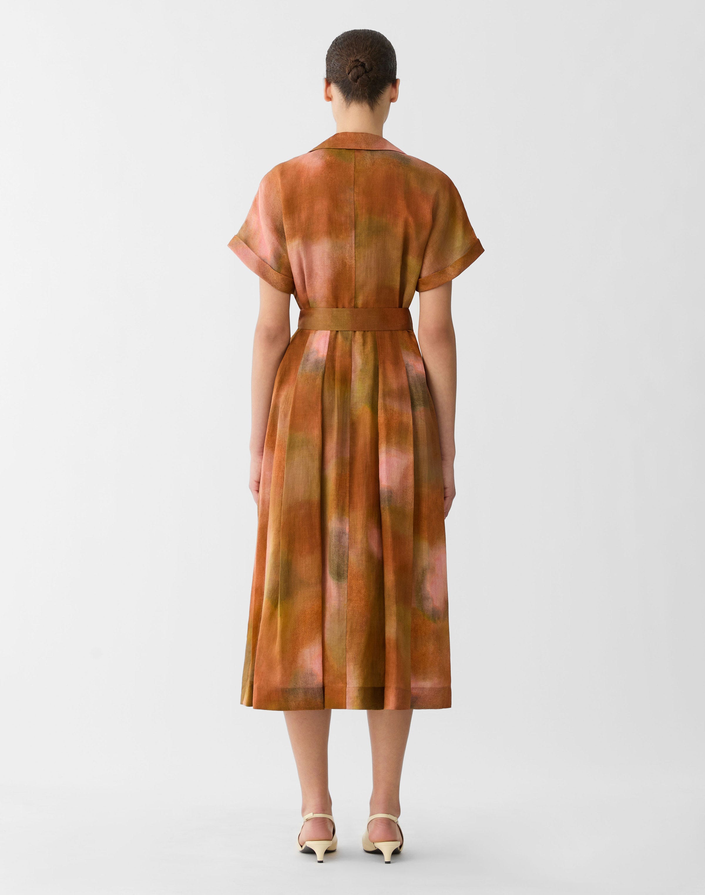 Pastel Print Gemma Cloth Belted Shirtdress