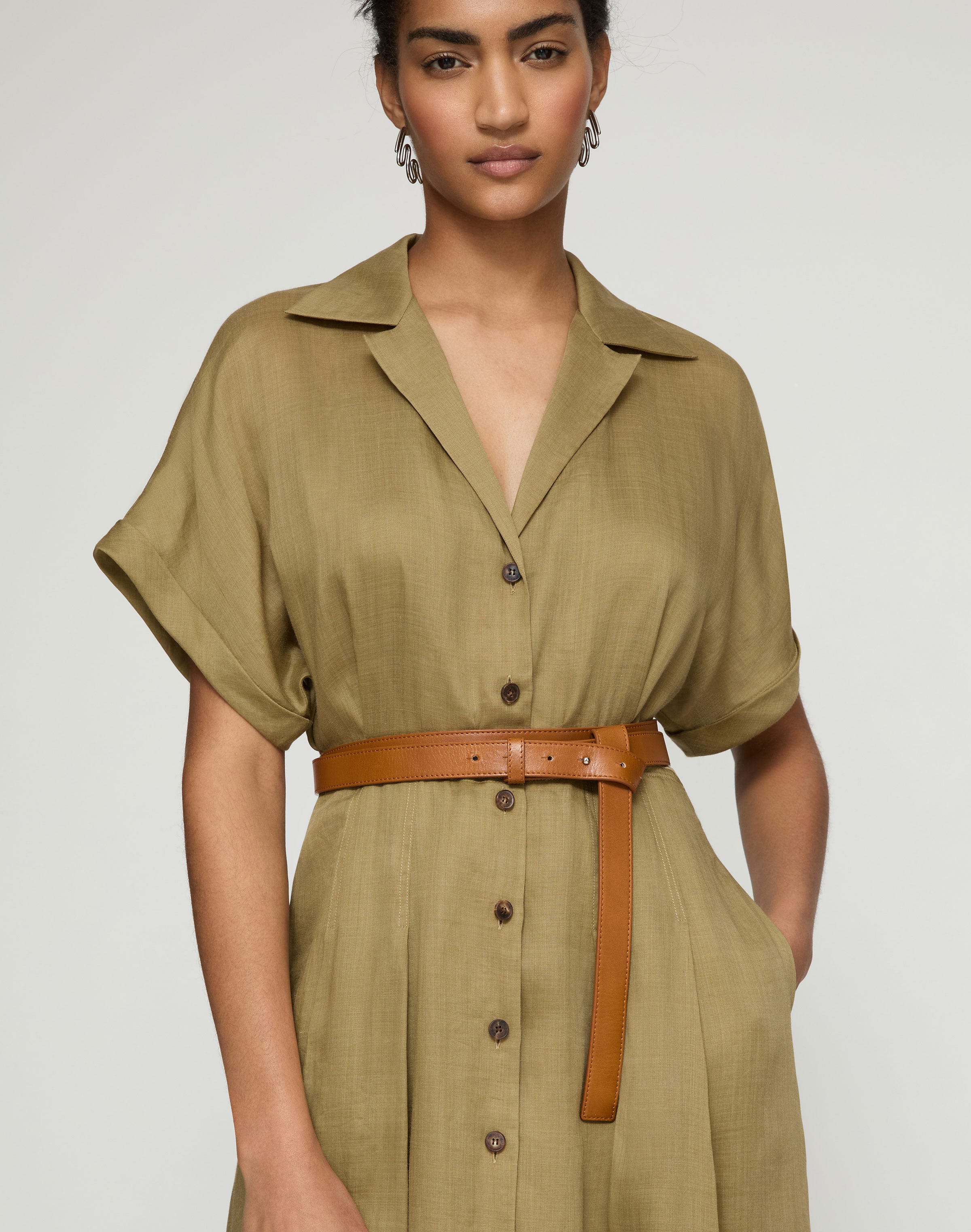 Gemma Cloth Voile Belted Shirtdress 